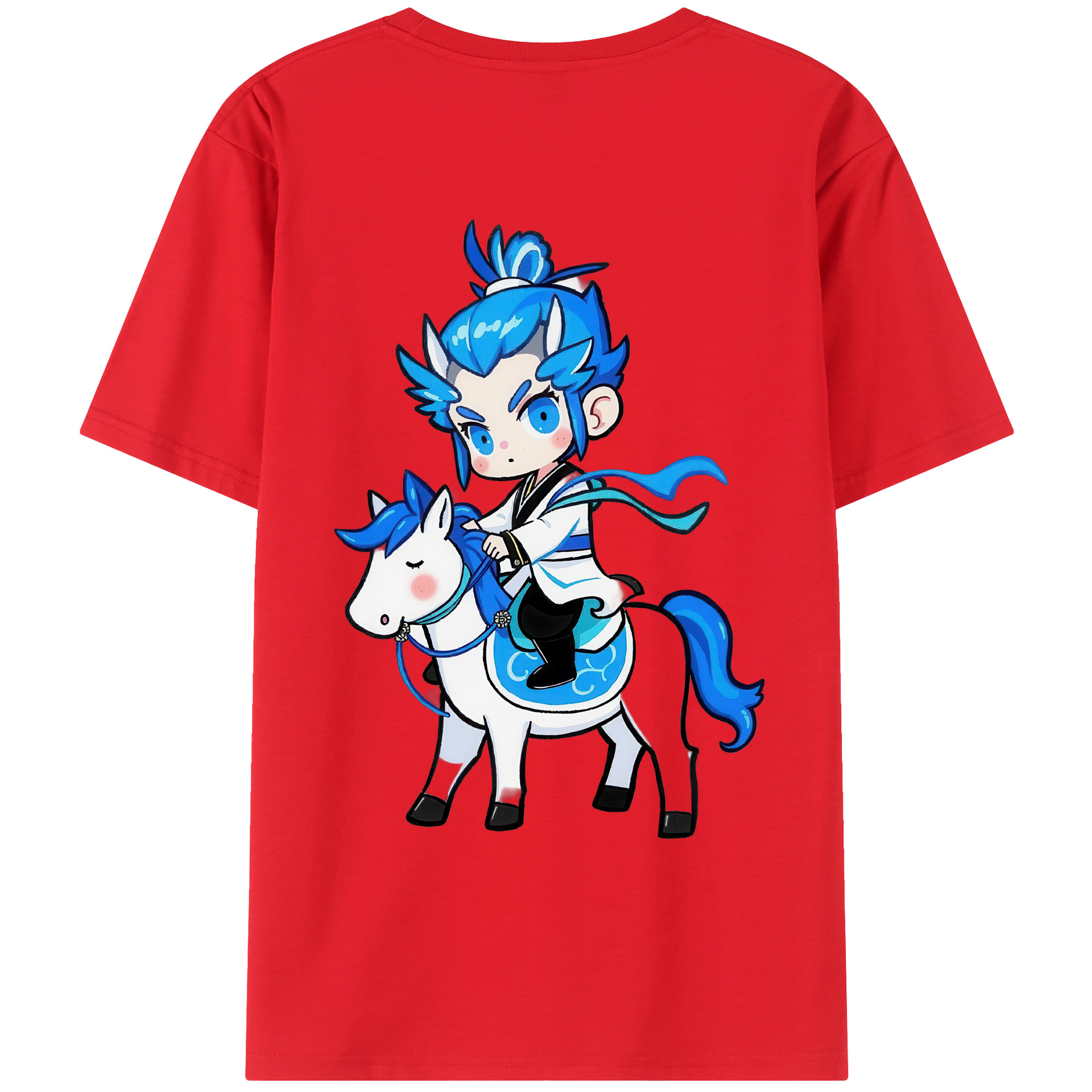 （画像用） Ne Zha 2 ナタ 魔童の大暴れ 綿100％ メンズ半袖Tシャツ（バックプリント） 通気性