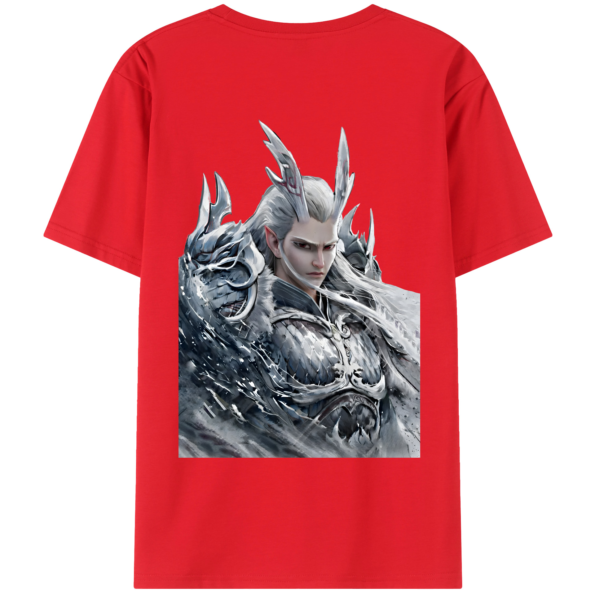 （画像用） Ne Zha 2 ナタ 魔童の大暴れ 綿100％ メンズ半袖Tシャツ（バックプリント） 通気性
