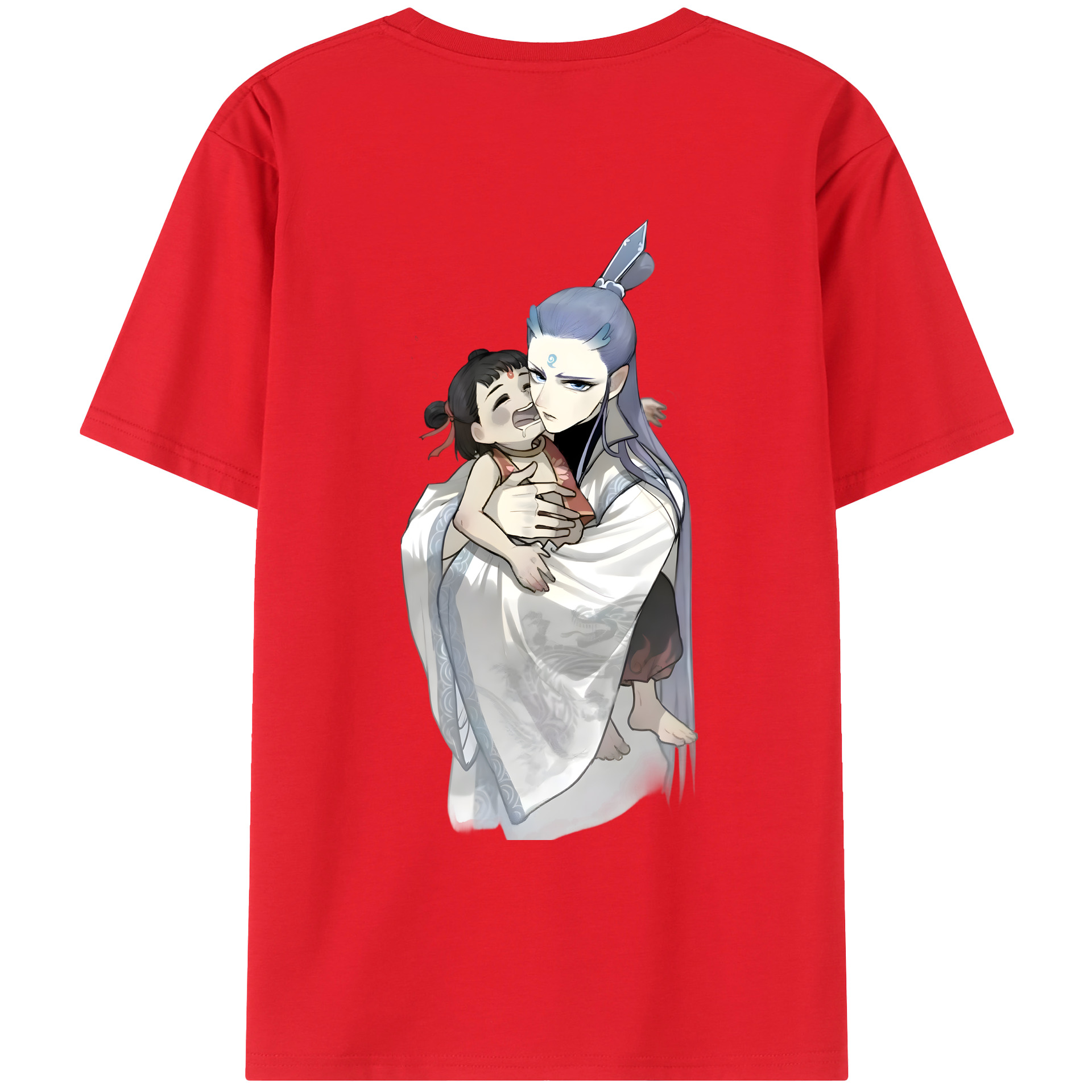 （画像用） Ne Zha 2 ナタ 魔童の大暴れ 綿100％ メンズ半袖Tシャツ（バックプリント） 通気性