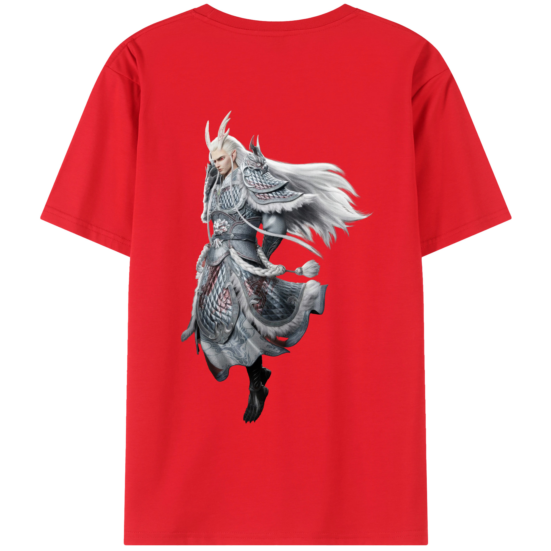 （画像用） Ne Zha 2 ナタ 魔童の大暴れ 綿100％ メンズ半袖Tシャツ（バックプリント） 通気性