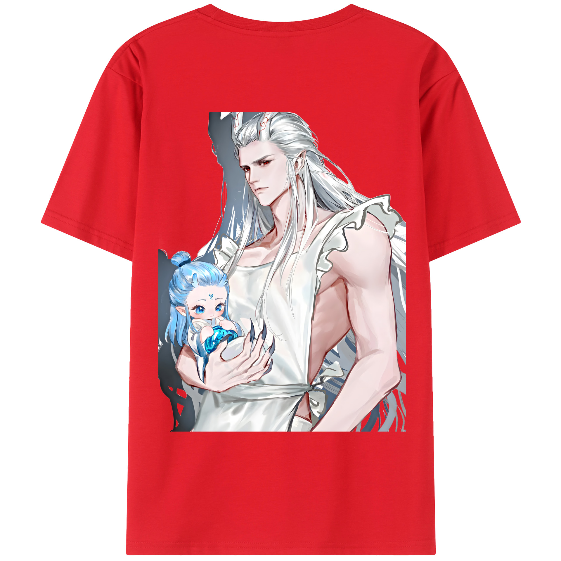 （画像用） Ne Zha 2 ナタ 魔童の大暴れ 綿100％ メンズ半袖Tシャツ（バックプリント） 通気性