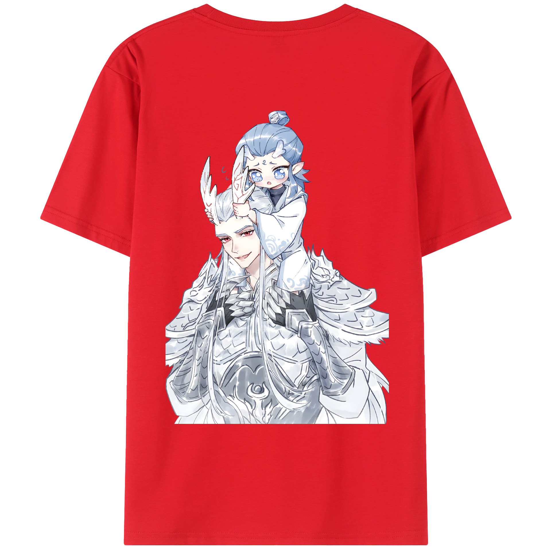 （画像用） Ne Zha 2 ナタ 魔童の大暴れ 綿100％ メンズ半袖Tシャツ（バックプリント） 通気性