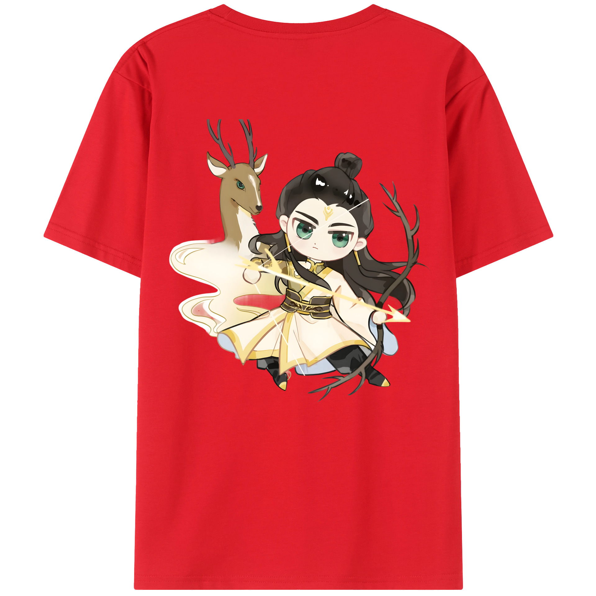 （画像用） Ne Zha 2 ナタ 魔童の大暴れ 綿100％ メンズ半袖Tシャツ（バックプリント） 通気性