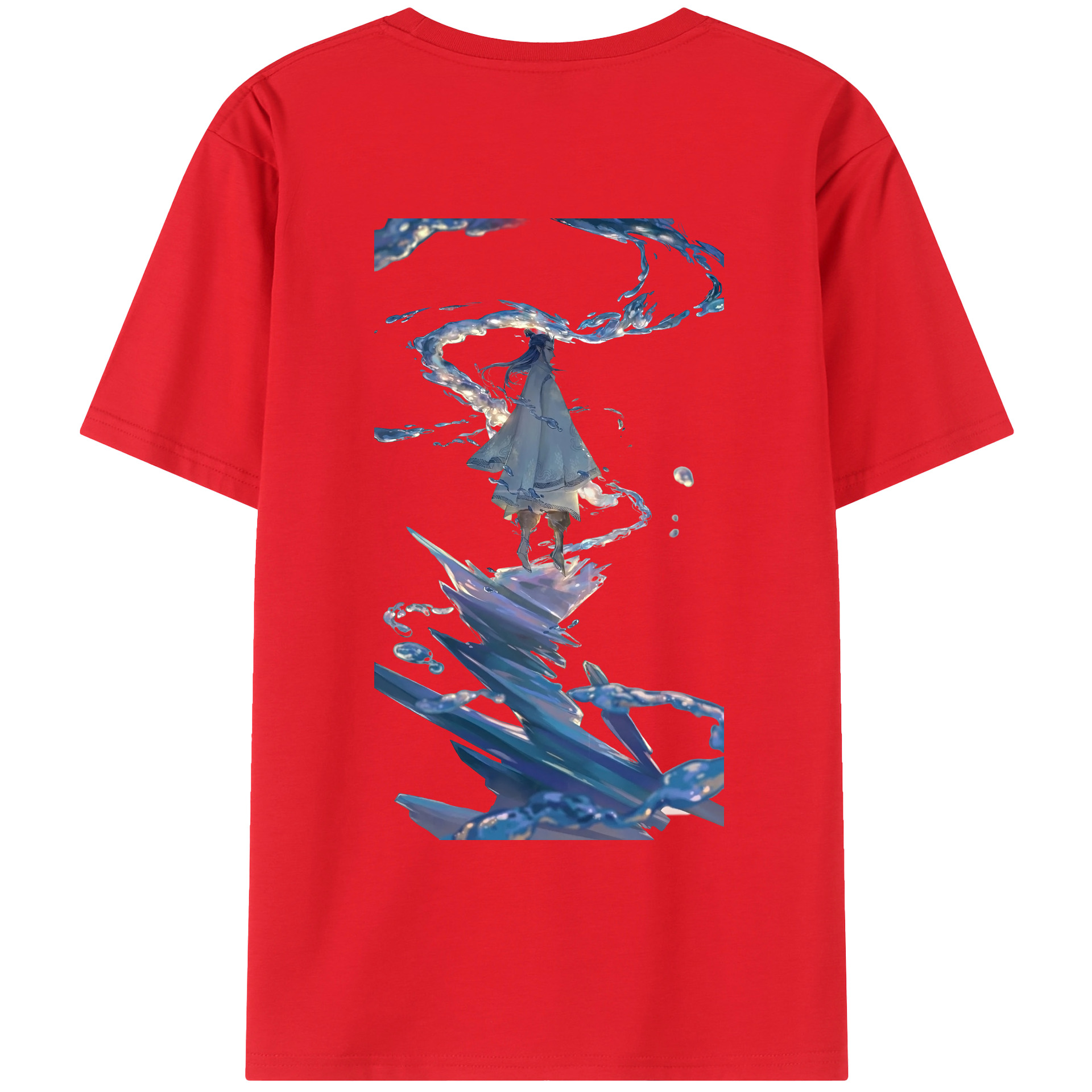 （画像用） Ne Zha 2 ナタ 魔童の大暴れ 綿100％ メンズ半袖Tシャツ（バックプリント） 通気性