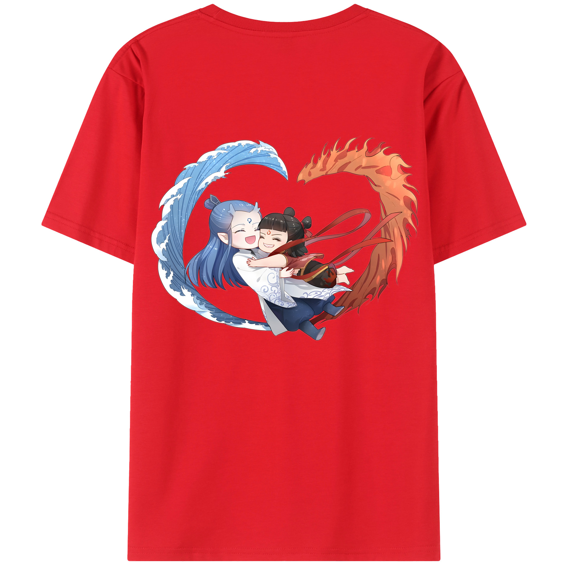 （画像用） Ne Zha 2 ナタ 魔童の大暴れ 綿100％ メンズ半袖Tシャツ（バックプリント） 通気性