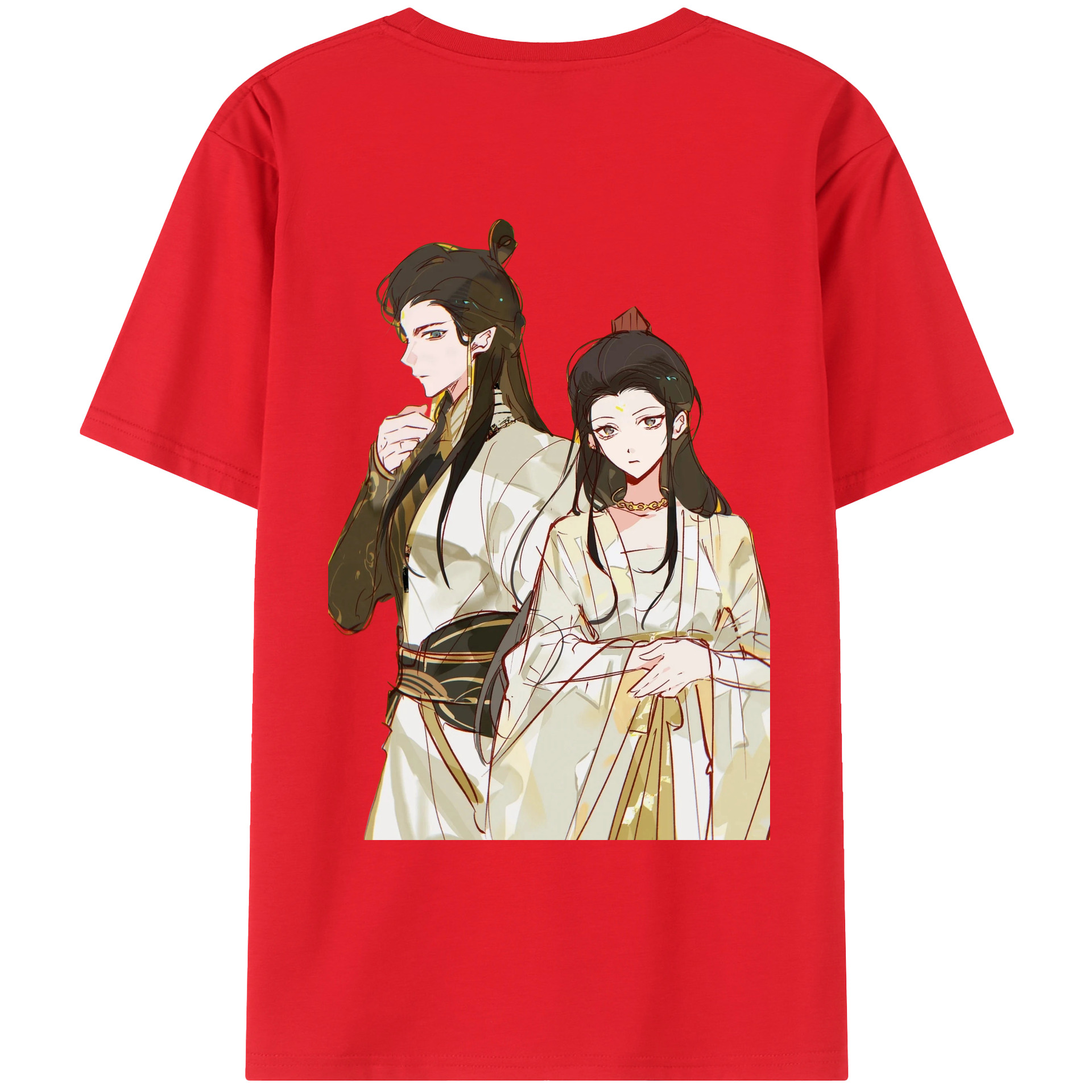 （画像用） Ne Zha 2 ナタ 魔童の大暴れ 綿100％ メンズ半袖Tシャツ（バックプリント） 通気性