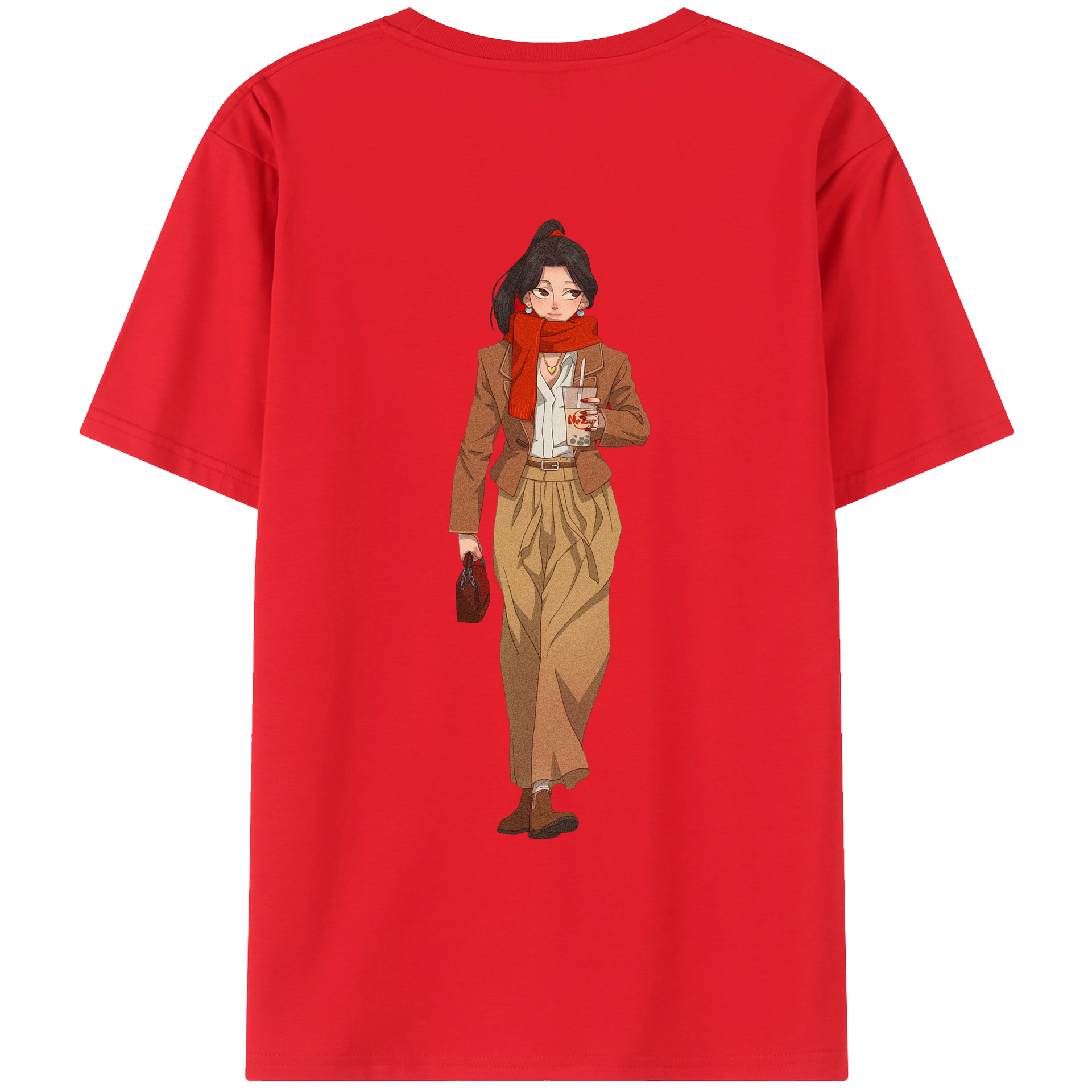 （画像用） Ne Zha 2 ナタ 魔童の大暴れ 綿100％ メンズ半袖Tシャツ（バックプリント） 通気性
