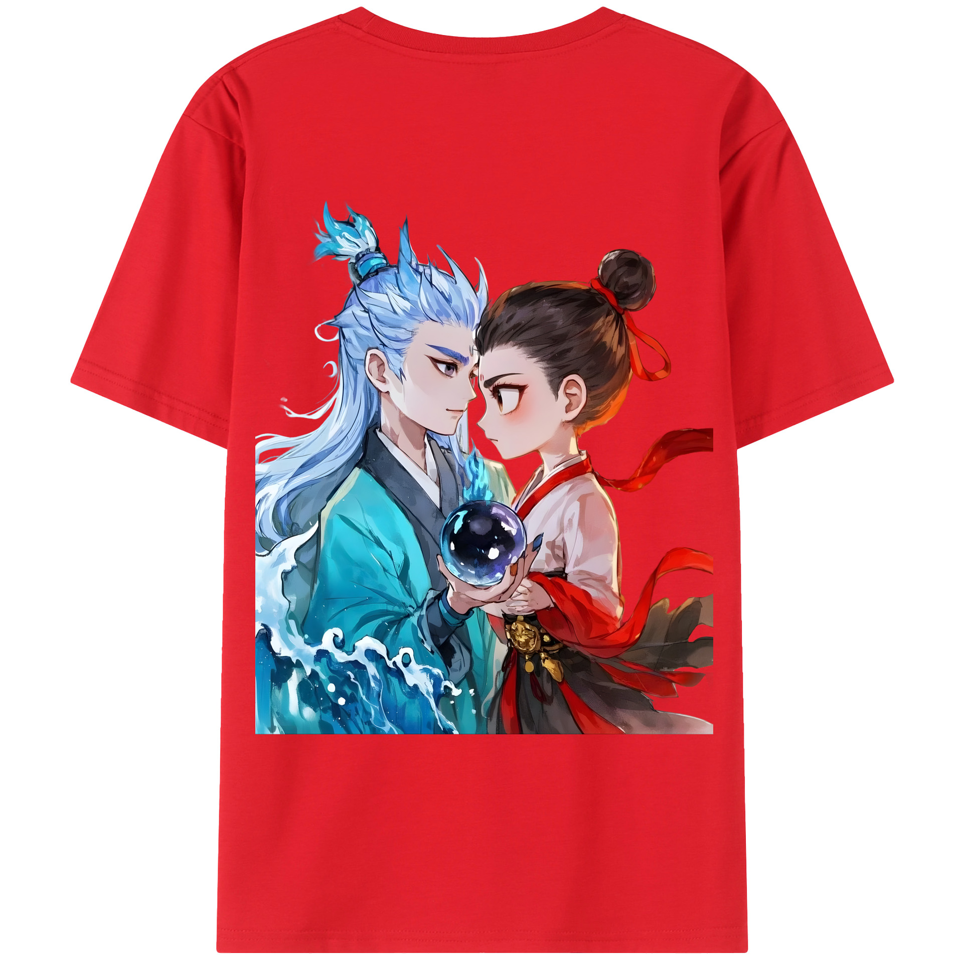 （画像用） Ne Zha 2 ナタ 魔童の大暴れ 綿100％ メンズ半袖Tシャツ（バックプリント） 通気性