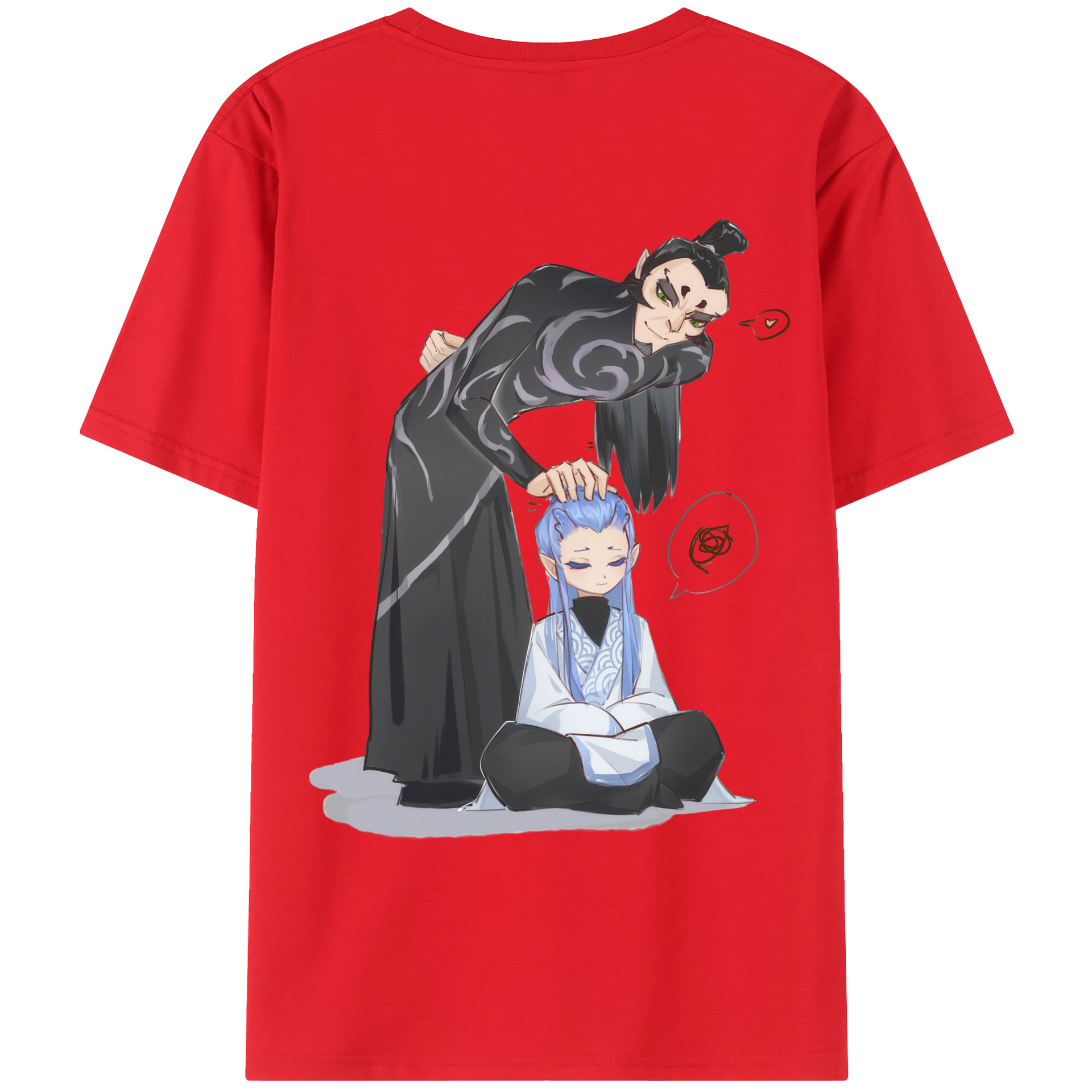 （画像用） Ne Zha 2 ナタ 魔童の大暴れ 綿100％ メンズ半袖Tシャツ（バックプリント） 通気性
