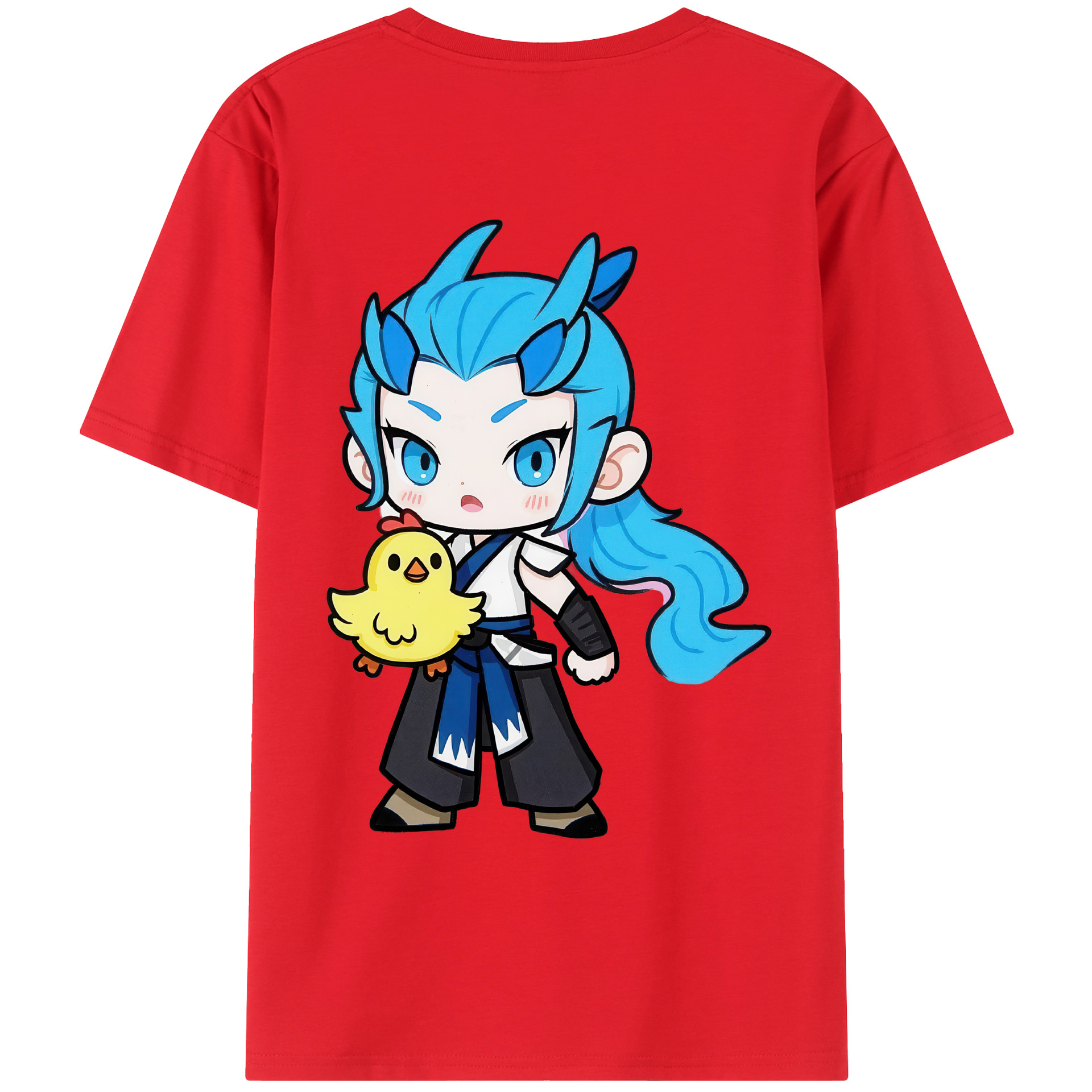 （画像用） Ne Zha 2 ナタ 魔童の大暴れ 綿100％ メンズ半袖Tシャツ（バックプリント） 通気性