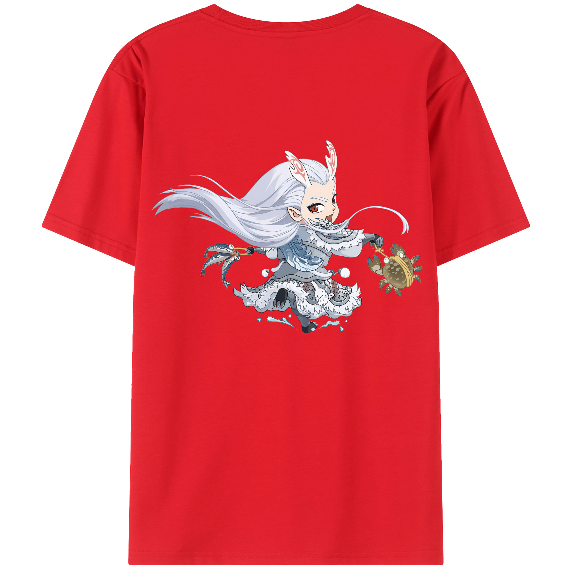 （画像用） Ne Zha 2 ナタ 魔童の大暴れ 綿100％ メンズ半袖Tシャツ（バックプリント） 通気性