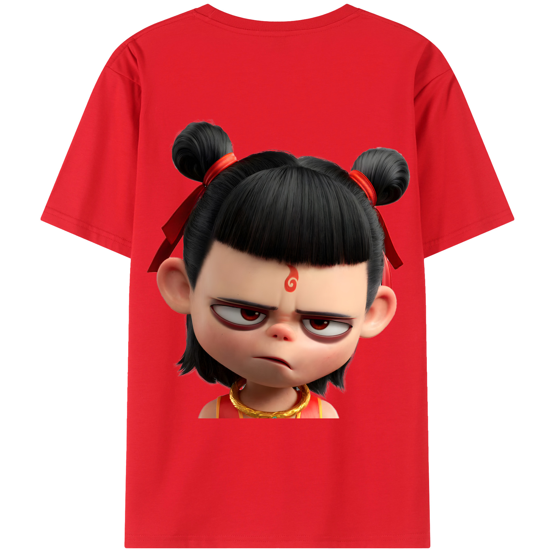 （画像用） Ne Zha 2 ナタ 魔童の大暴れ 綿100％ メンズ半袖Tシャツ（バックプリント） 通気性