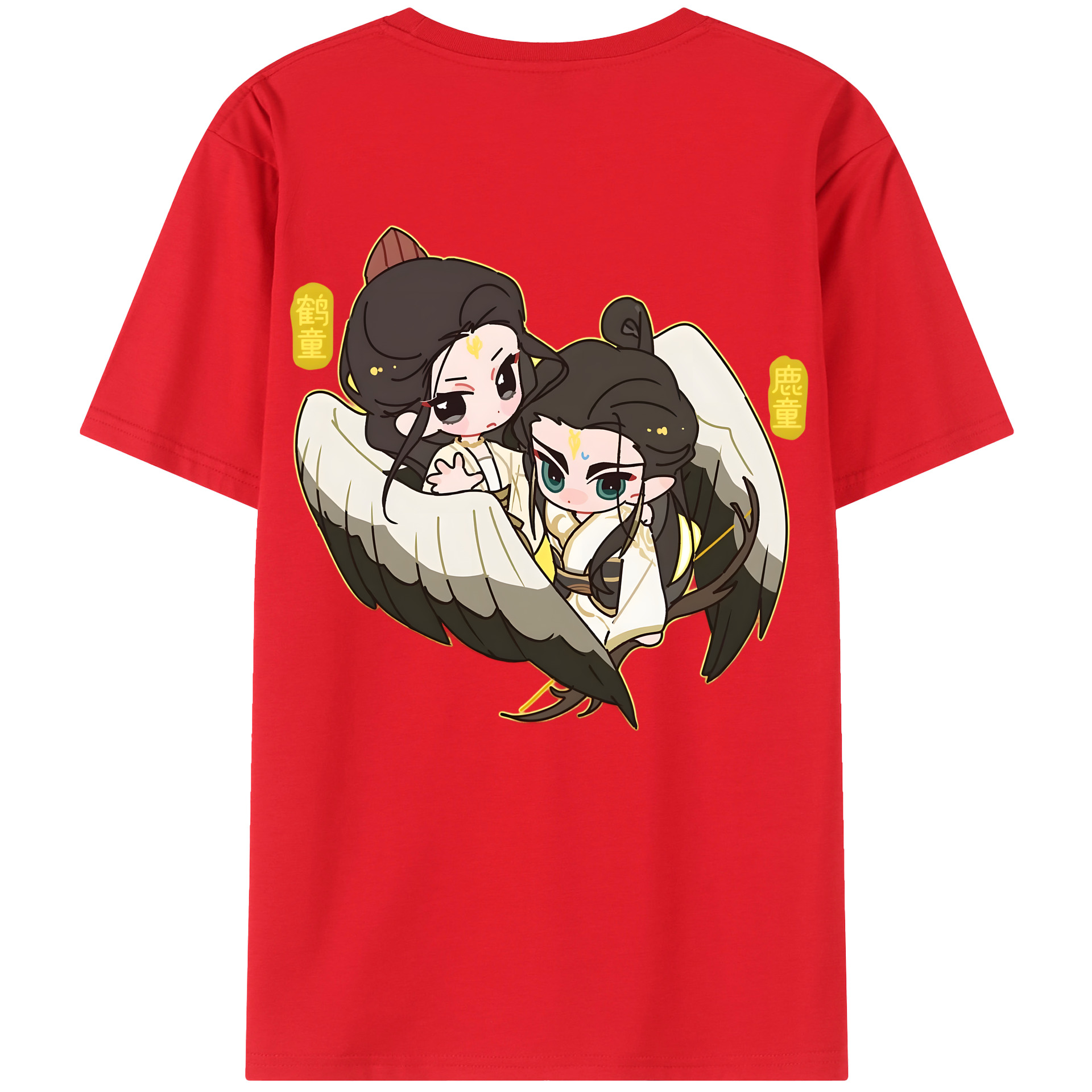 （画像用） Ne Zha 2 ナタ 魔童の大暴れ 綿100％ メンズ半袖Tシャツ（バックプリント） 通気性