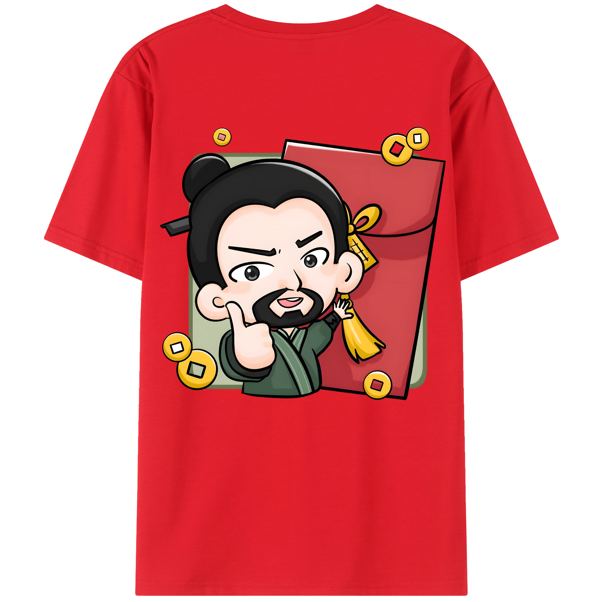 （画像用） Ne Zha 2 ナタ 魔童の大暴れ 綿100％ メンズ半袖Tシャツ（バックプリント） 通気性