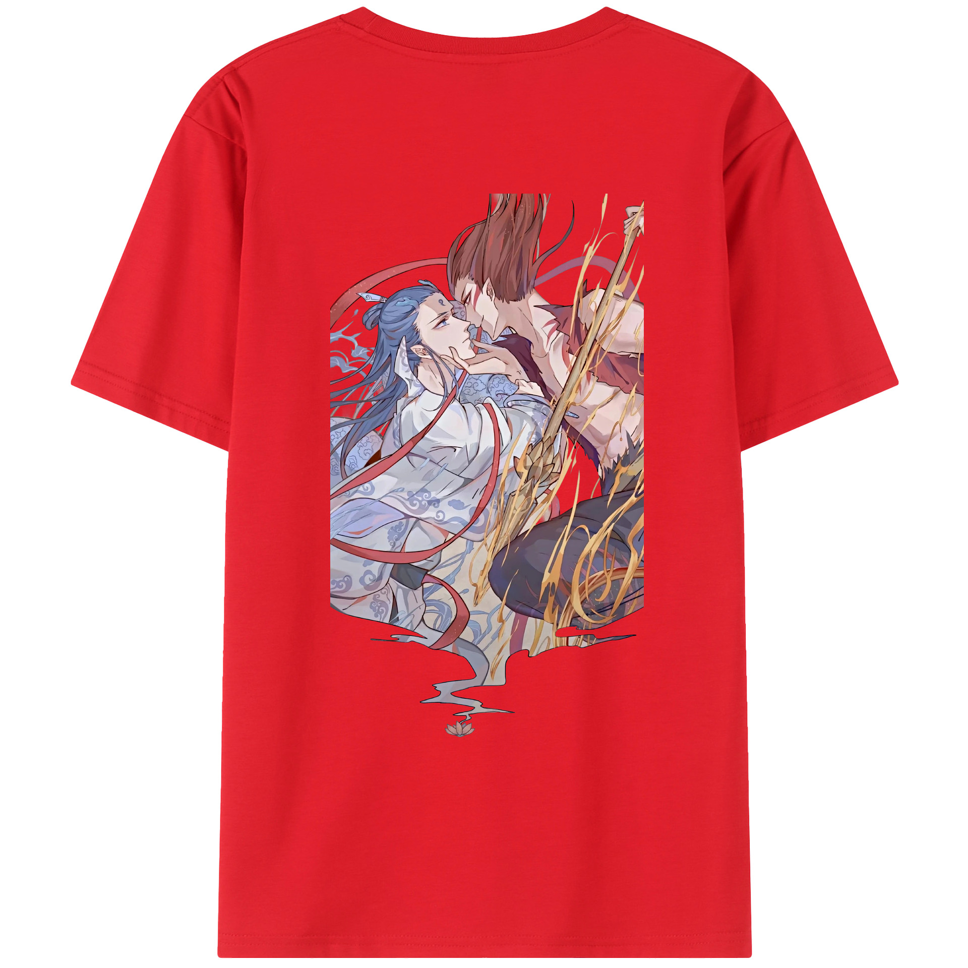 （画像用） Ne Zha 2 ナタ 魔童の大暴れ 綿100％ メンズ半袖Tシャツ（バックプリント） 通気性