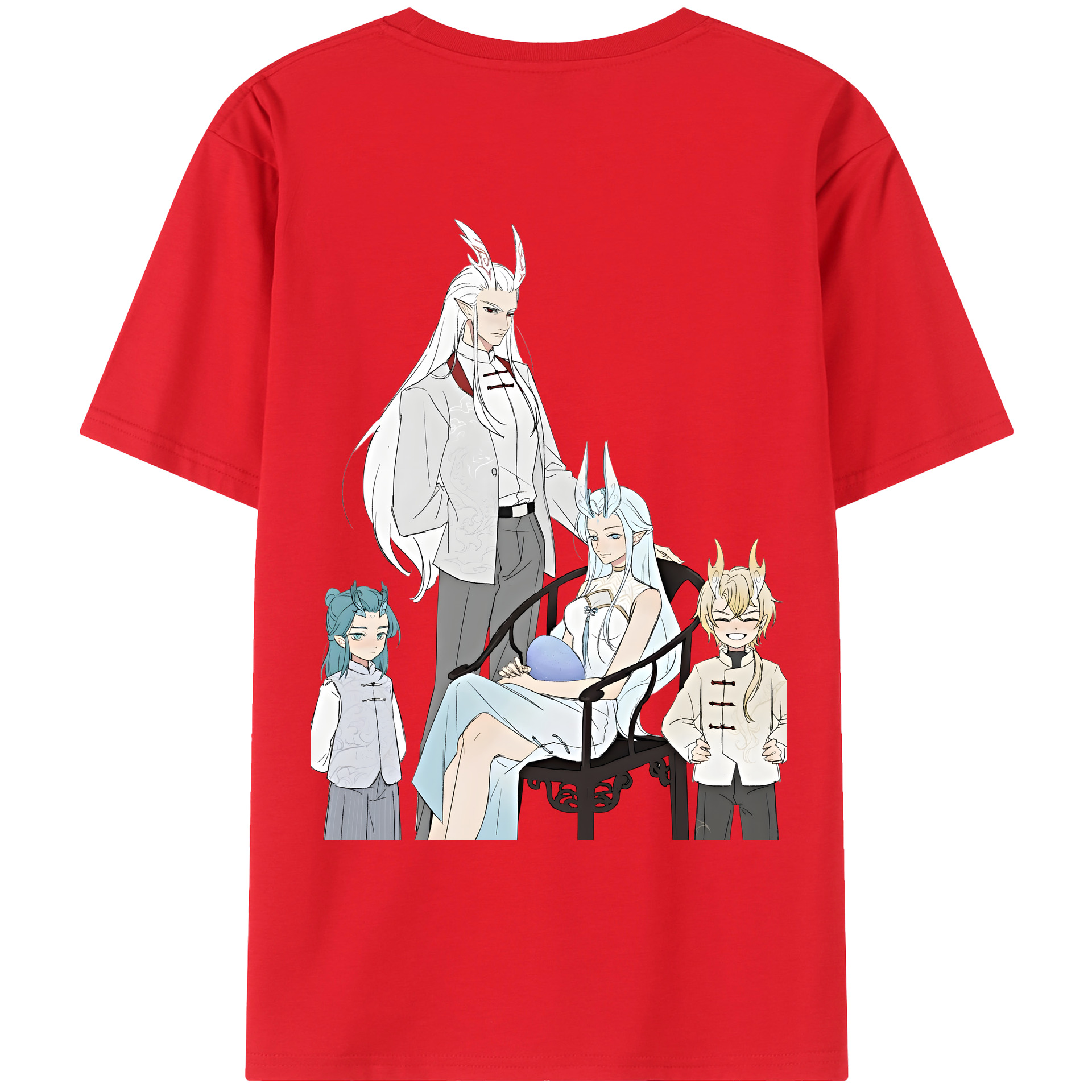 （画像用） Ne Zha 2 ナタ 魔童の大暴れ 綿100％ メンズ半袖Tシャツ（バックプリント） 通気性