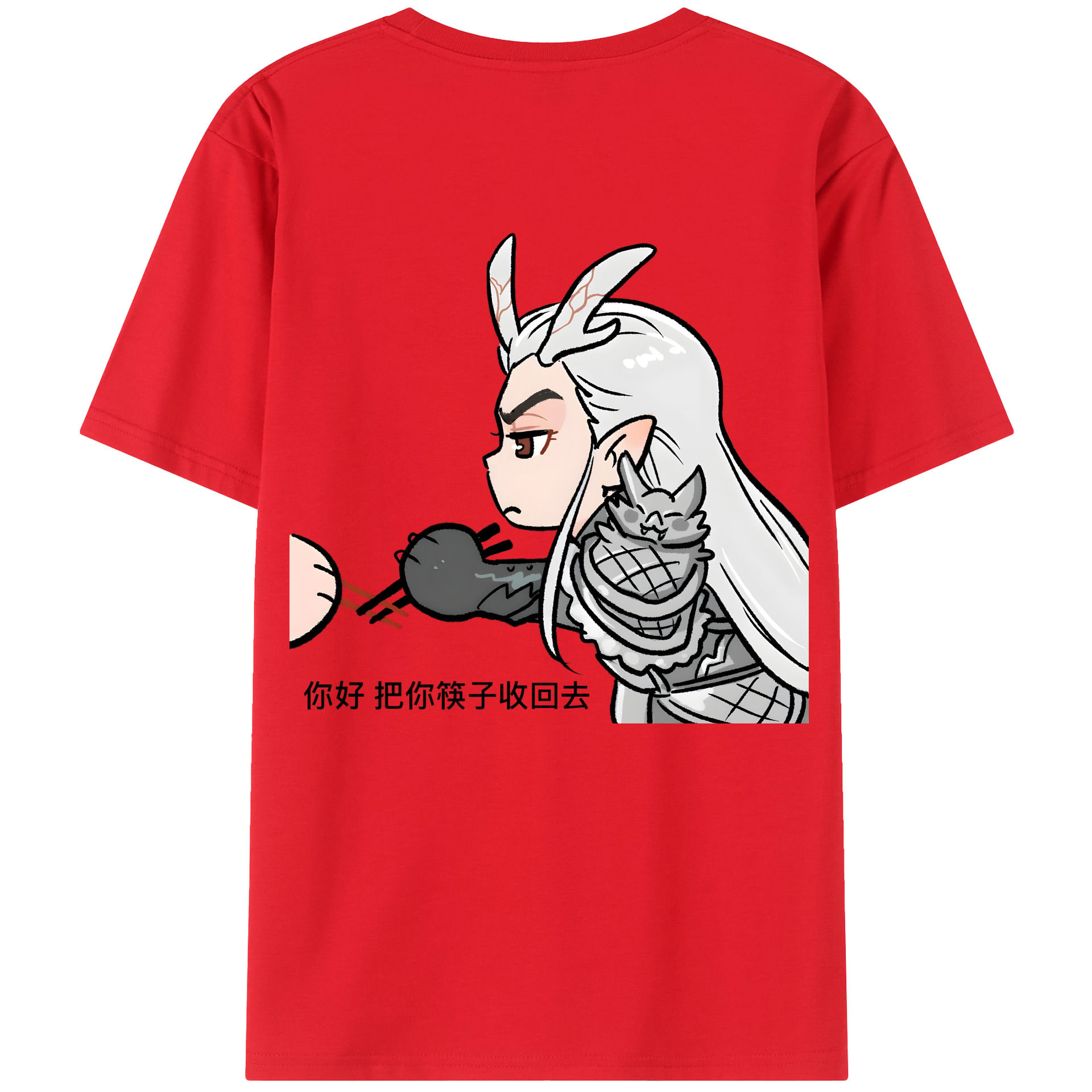 （画像用） Ne Zha 2 ナタ 魔童の大暴れ 綿100％ メンズ半袖Tシャツ（バックプリント） 通気性