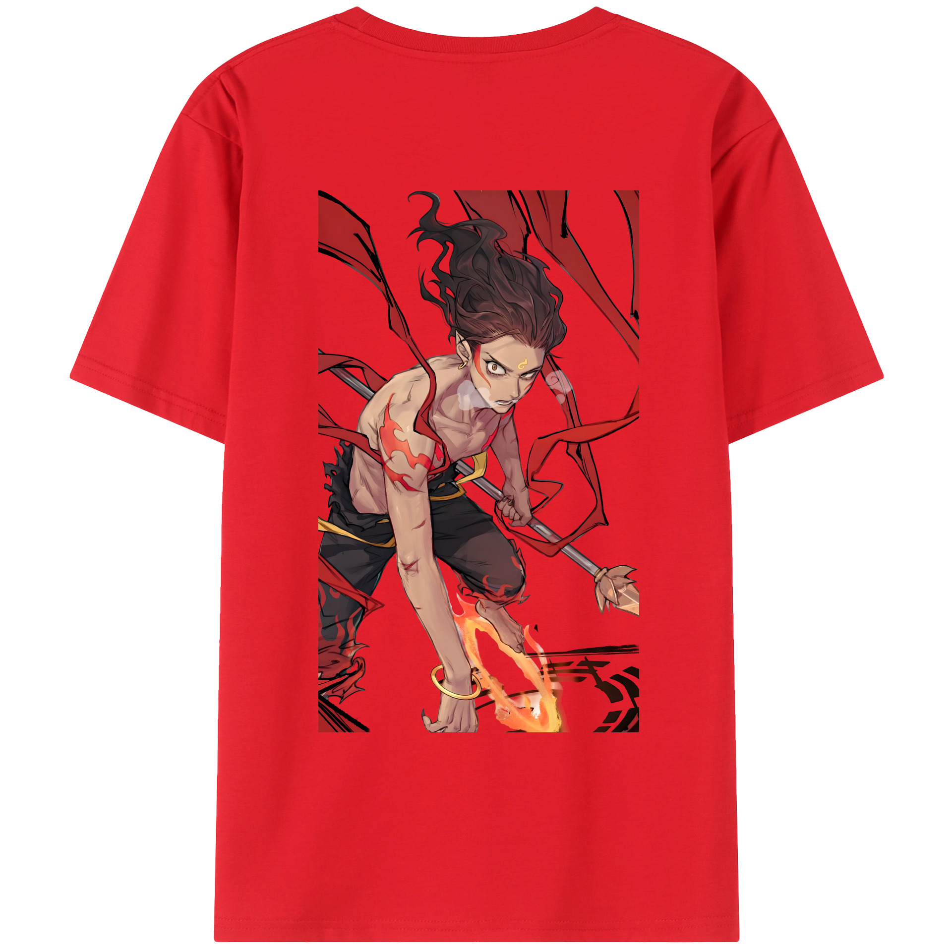 （画像用） Ne Zha 2 ナタ 魔童の大暴れ 綿100％ メンズ半袖Tシャツ（バックプリント） 通気性
