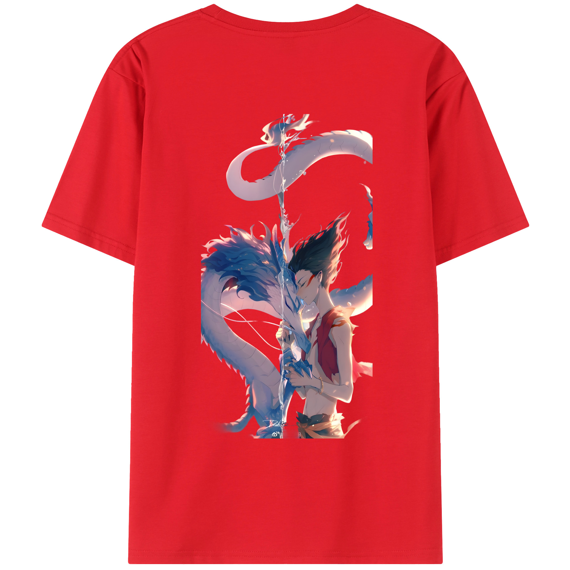 （画像用） Ne Zha 2 ナタ 魔童の大暴れ 綿100％ メンズ半袖Tシャツ（バックプリント） 通気性
