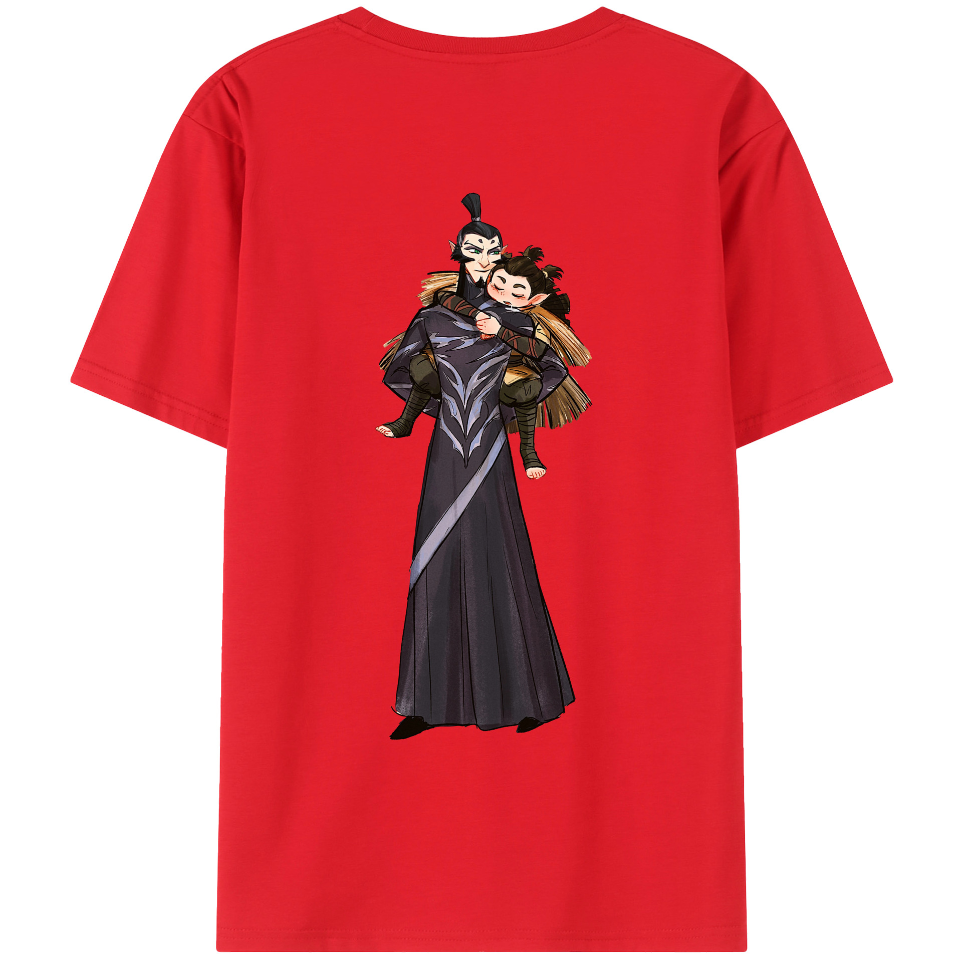 （画像用） Ne Zha 2 ナタ 魔童の大暴れ 綿100％ メンズ半袖Tシャツ（バックプリント） 通気性