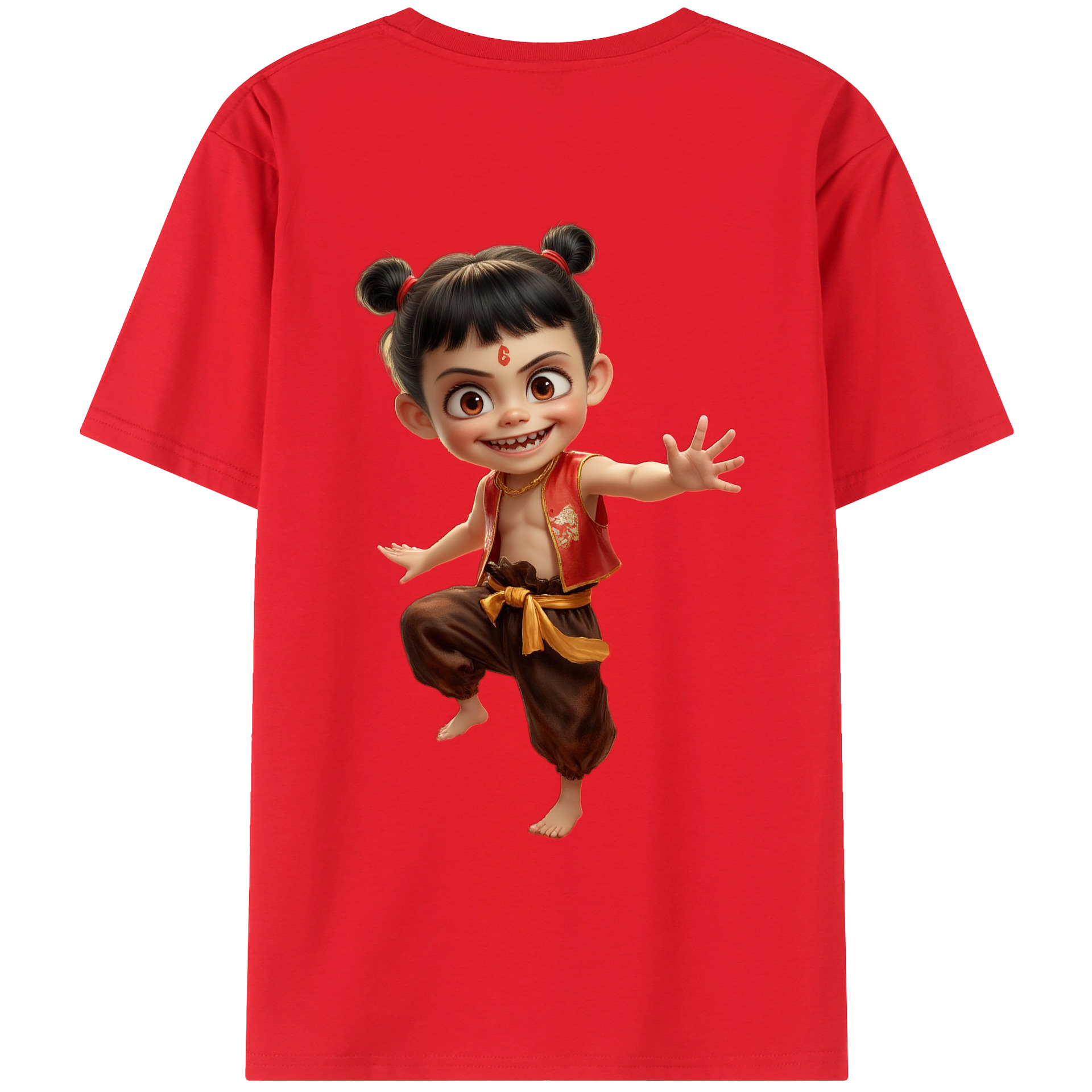 （画像用） Ne Zha 2 ナタ 魔童の大暴れ 綿100％ メンズ半袖Tシャツ（バックプリント） 通気性