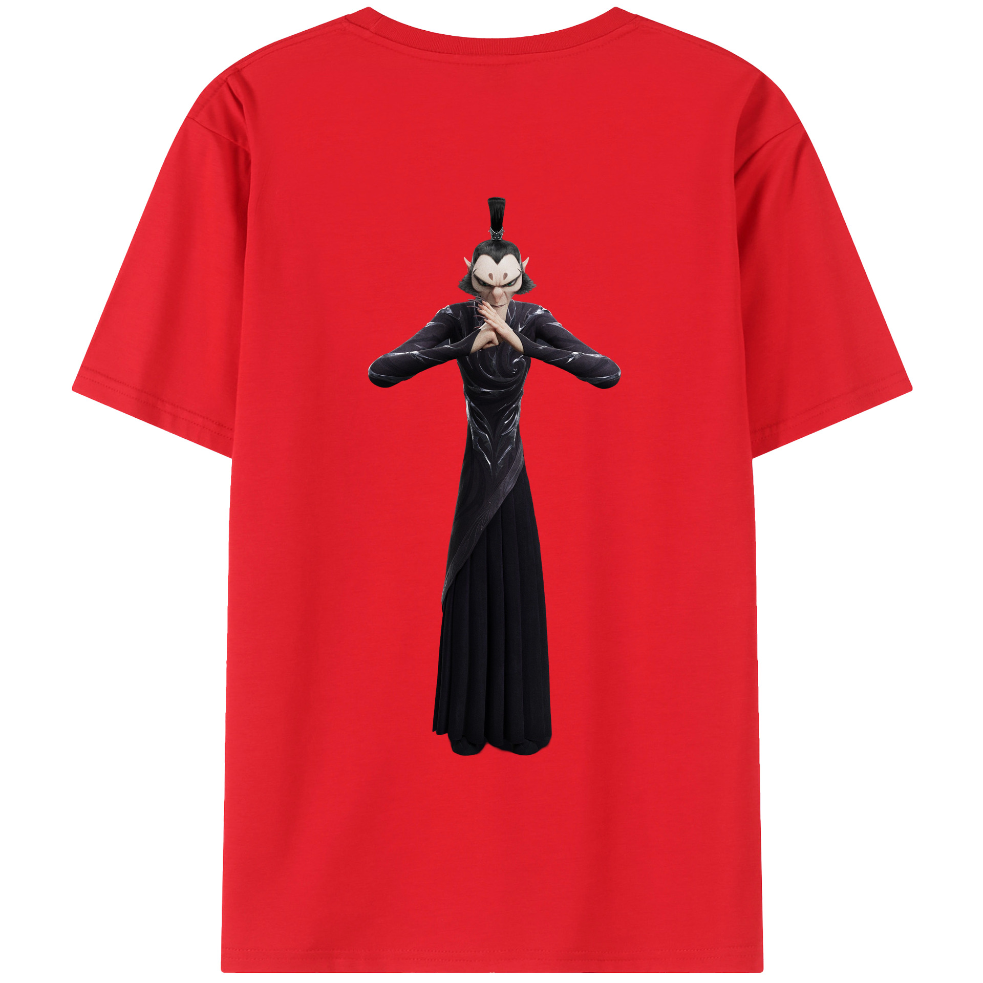 （画像用） Ne Zha 2 ナタ 魔童の大暴れ 綿100％ メンズ半袖Tシャツ（バックプリント） 通気性