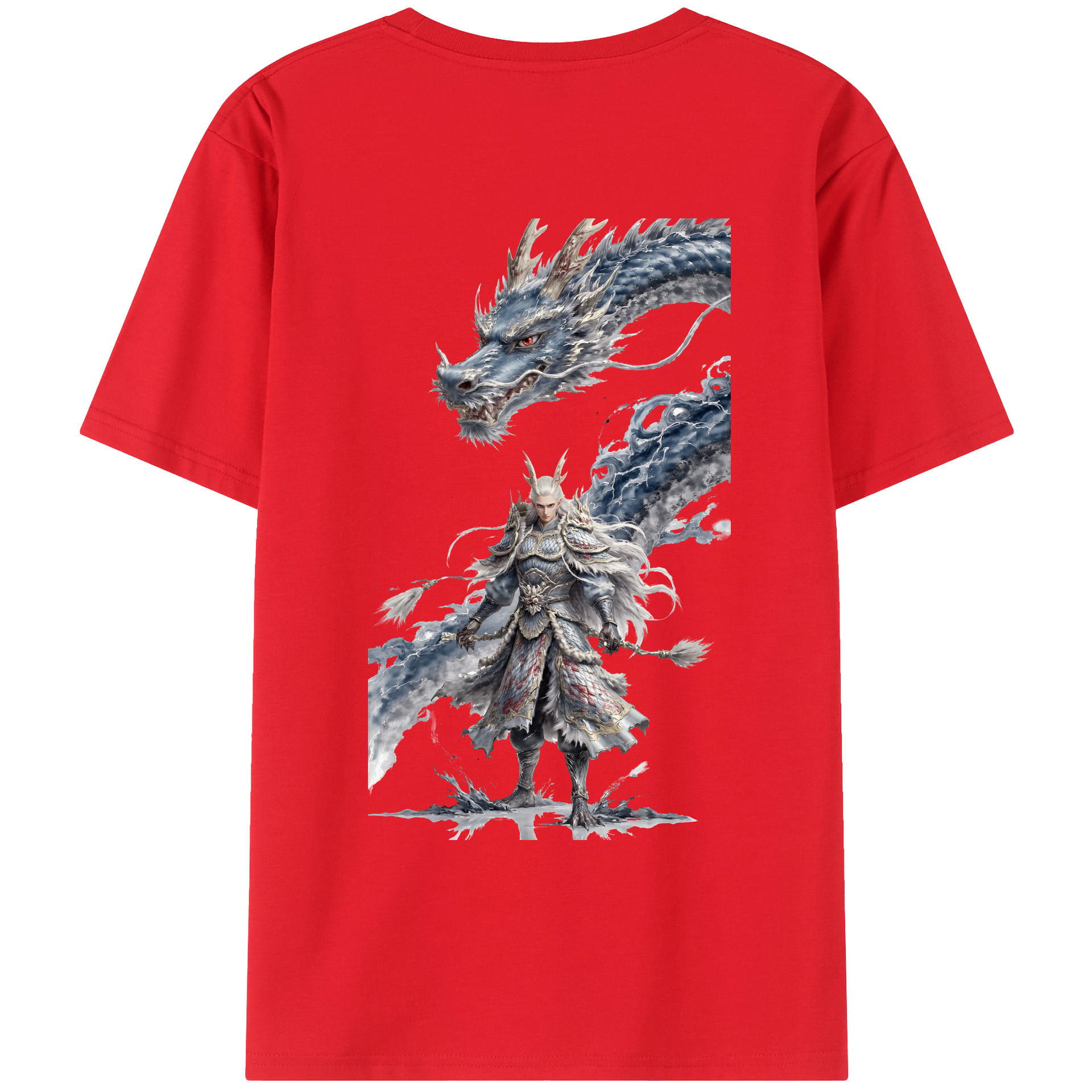 （画像用） Ne Zha 2 ナタ 魔童の大暴れ 綿100％ メンズ半袖Tシャツ（バックプリント） 通気性