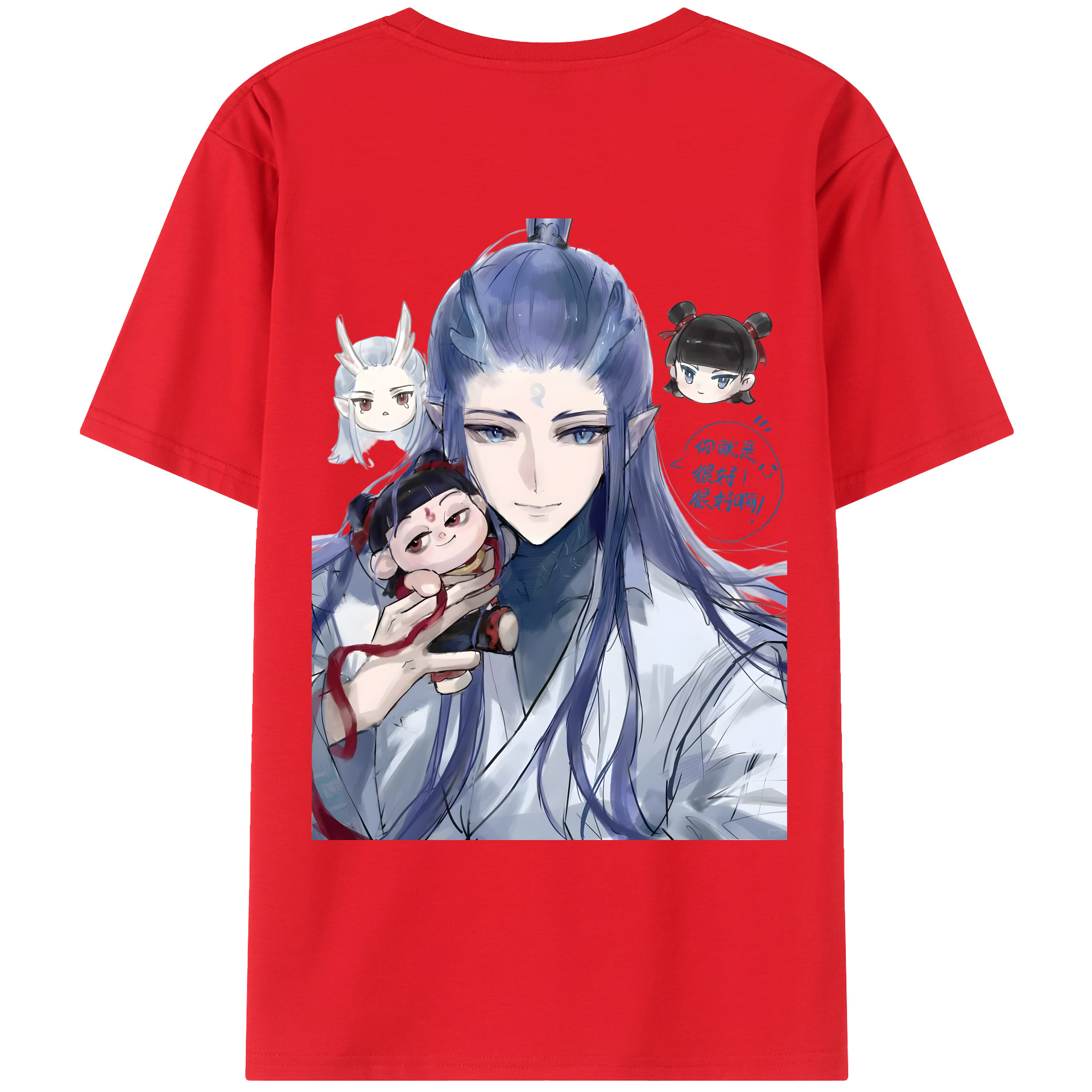 （画像用） Ne Zha 2 ナタ 魔童の大暴れ 綿100％ メンズ半袖Tシャツ（バックプリント） 通気性