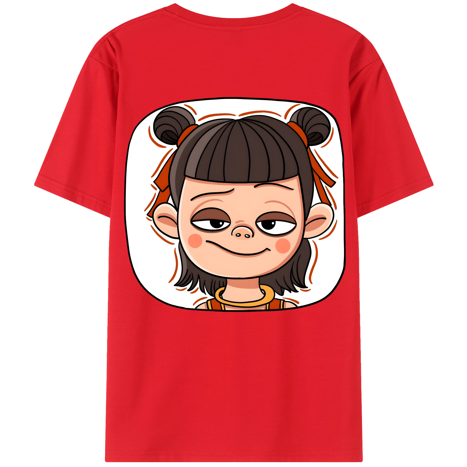 （画像用） Ne Zha 2 ナタ 魔童の大暴れ 綿100％ メンズ半袖Tシャツ（バックプリント） 通気性