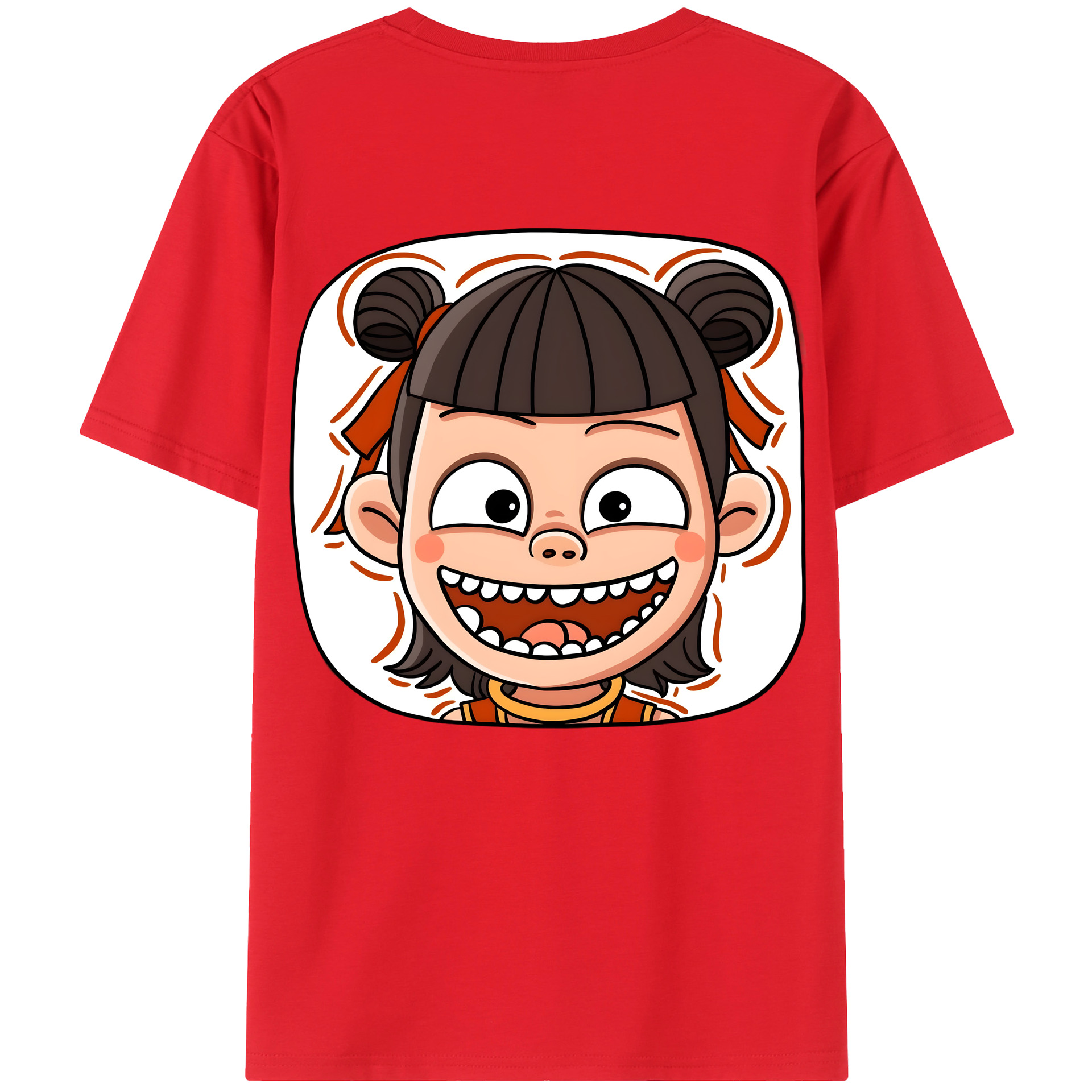（画像用） Ne Zha 2 ナタ 魔童の大暴れ 綿100％ メンズ半袖Tシャツ（バックプリント） 通気性