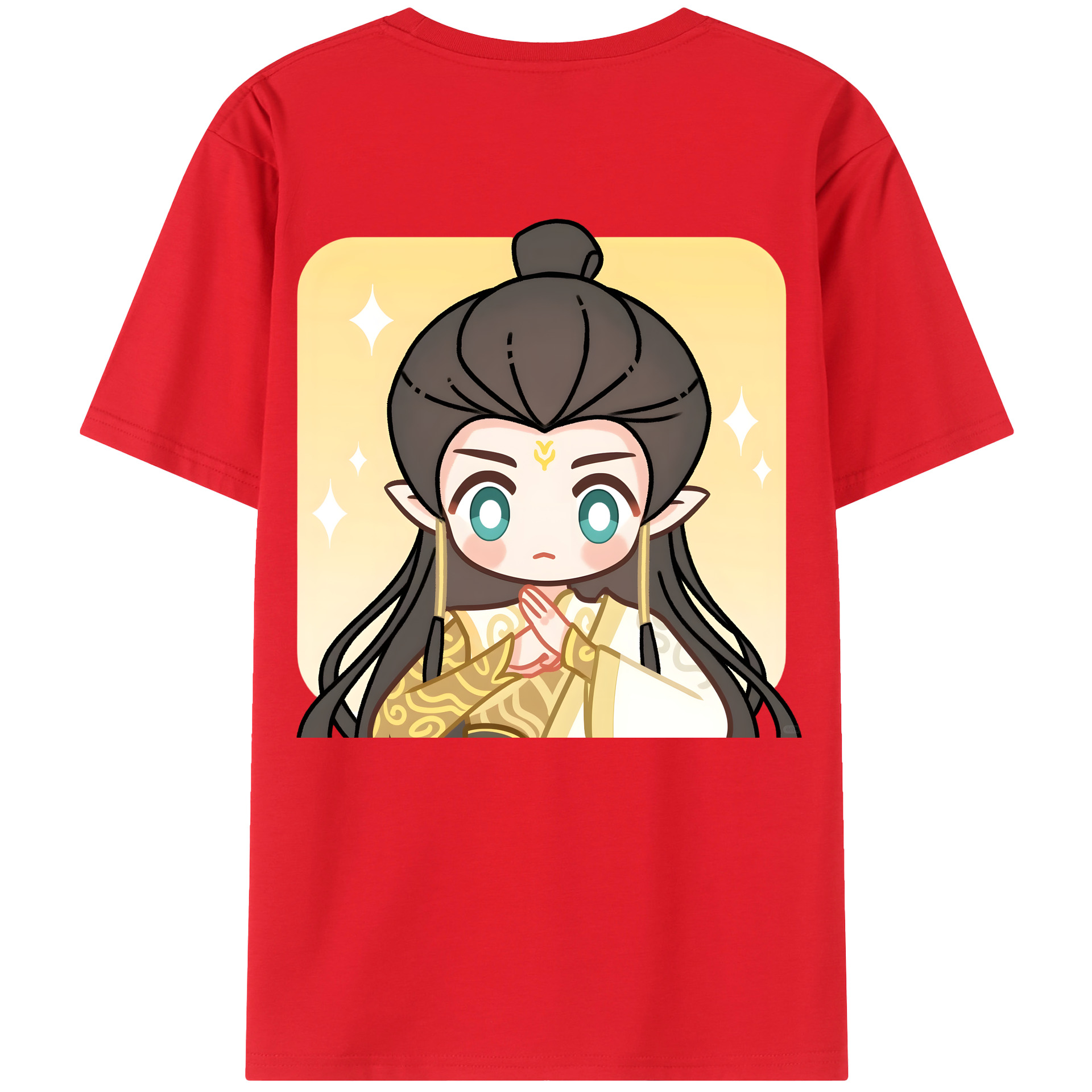 （画像用） Ne Zha 2 ナタ 魔童の大暴れ 綿100％ メンズ半袖Tシャツ（バックプリント） 通気性