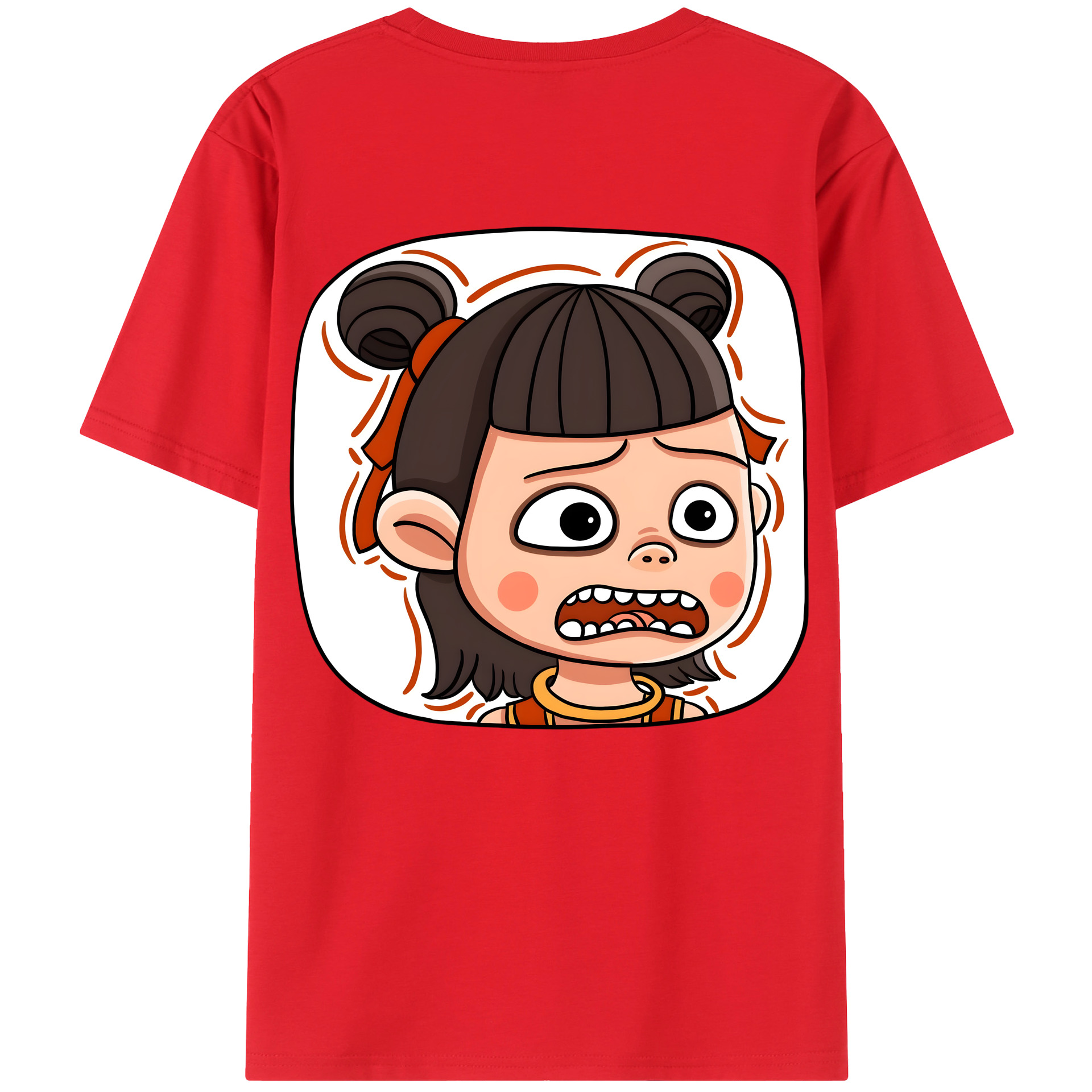 （画像用） Ne Zha 2 ナタ 魔童の大暴れ 綿100％ メンズ半袖Tシャツ（バックプリント） 通気性