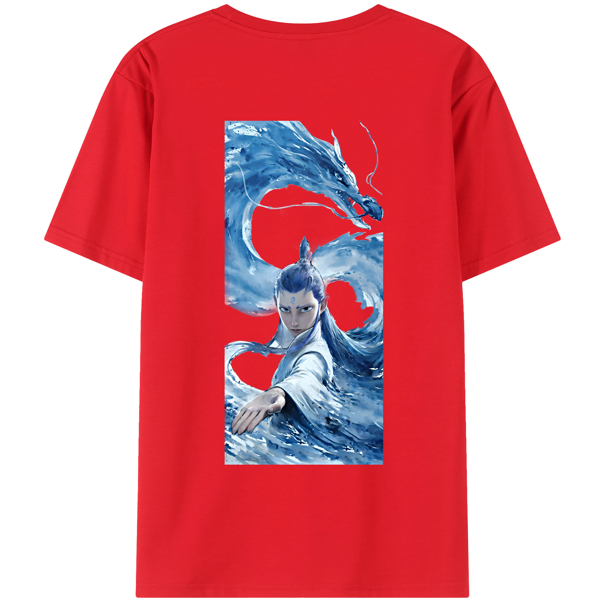 （画像用） Ne Zha 2 ナタ 魔童の大暴れ 綿100％ メンズ半袖Tシャツ（バックプリント） 通気性