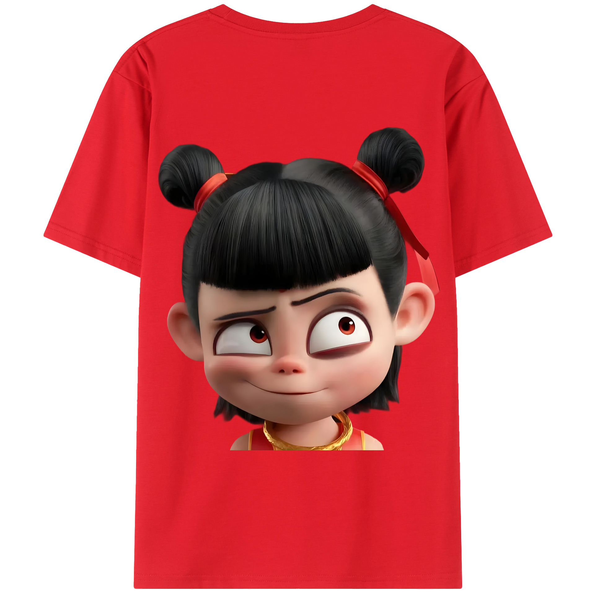 （画像用） Ne Zha 2 ナタ 魔童の大暴れ 綿100％ メンズ半袖Tシャツ（バックプリント） 通気性