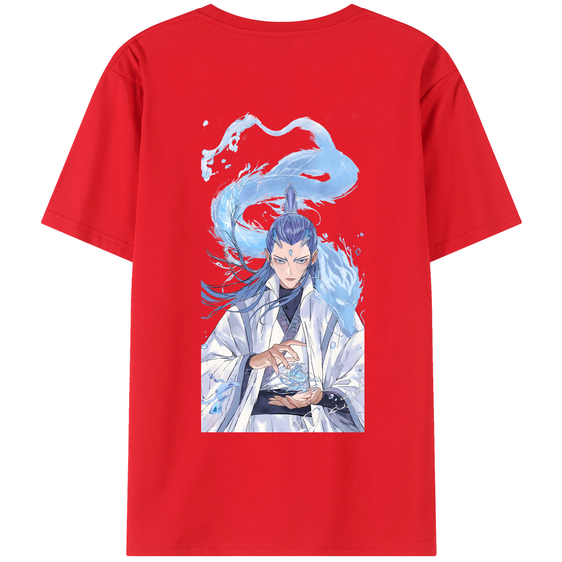 （画像用） Ne Zha 2 ナタ 魔童の大暴れ 綿100％ メンズ半袖Tシャツ（バックプリント） 通気性