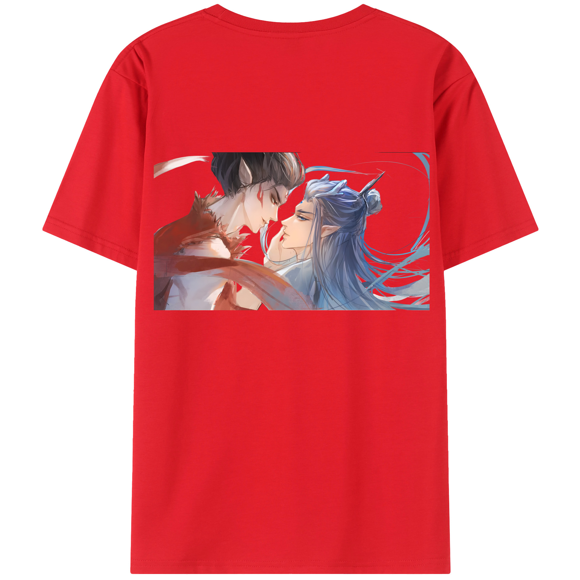 （画像用） Ne Zha 2 ナタ 魔童の大暴れ 綿100％ メンズ半袖Tシャツ（バックプリント） 通気性