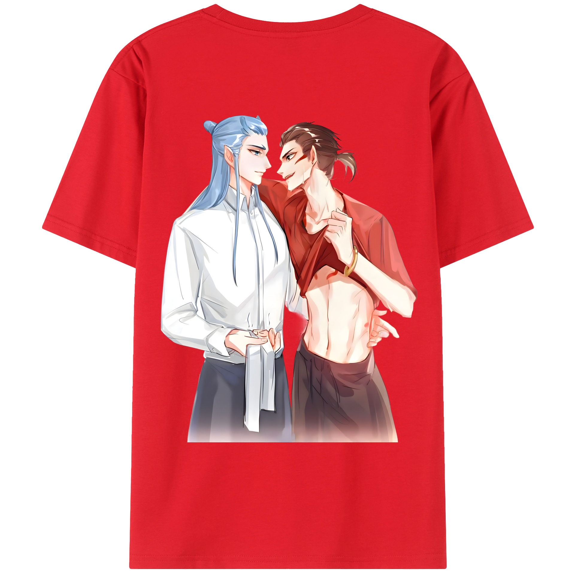 （画像用） Ne Zha 2 ナタ 魔童の大暴れ 綿100％ メンズ半袖Tシャツ（バックプリント） 通気性