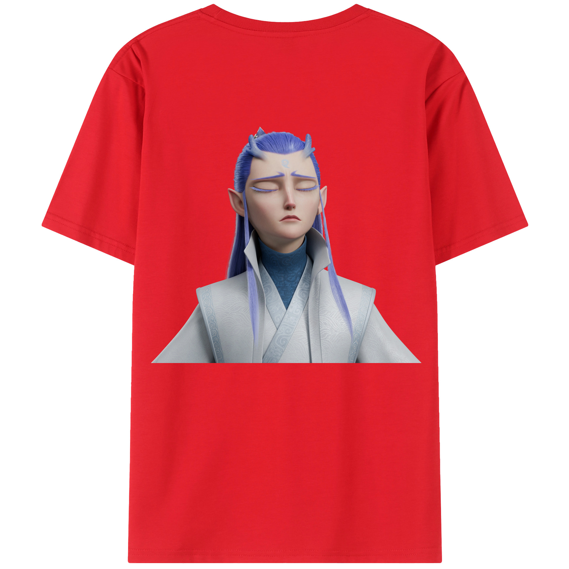 （画像用） Ne Zha 2 ナタ 魔童の大暴れ 綿100％ メンズ半袖Tシャツ（バックプリント） 通気性