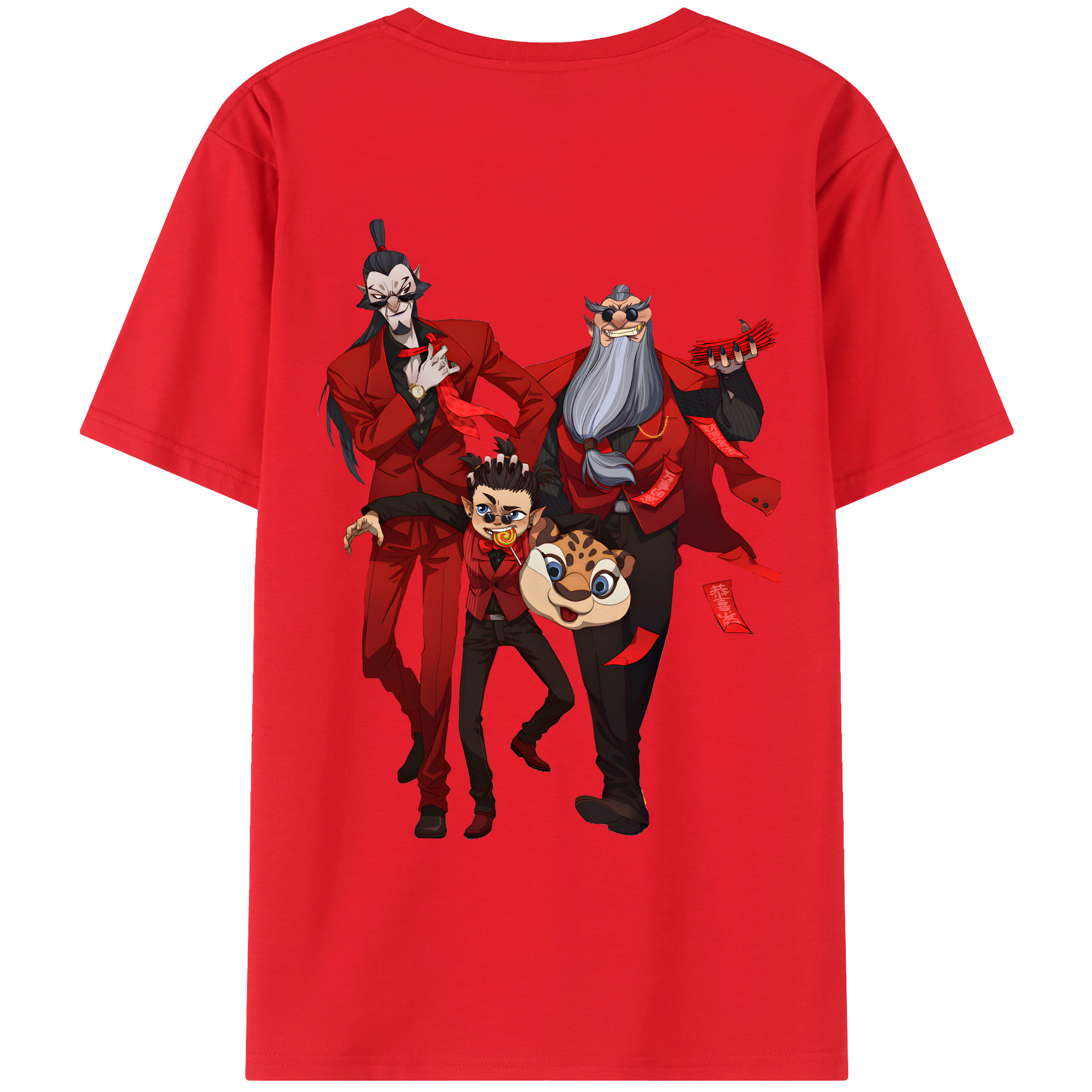 （画像用） Ne Zha 2 ナタ 魔童の大暴れ 綿100％ メンズ半袖Tシャツ（バックプリント） 通気性