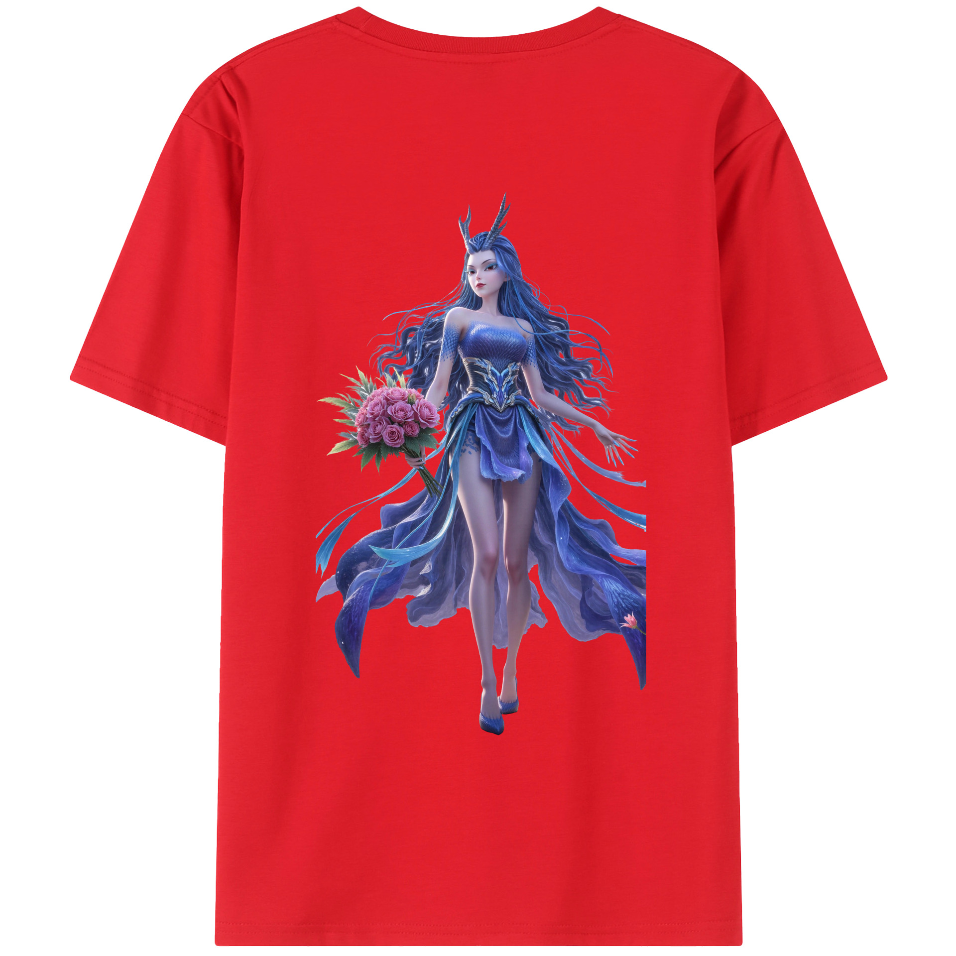 （画像用） Ne Zha 2 ナタ 魔童の大暴れ 綿100％ メンズ半袖Tシャツ（バックプリント） 通気性