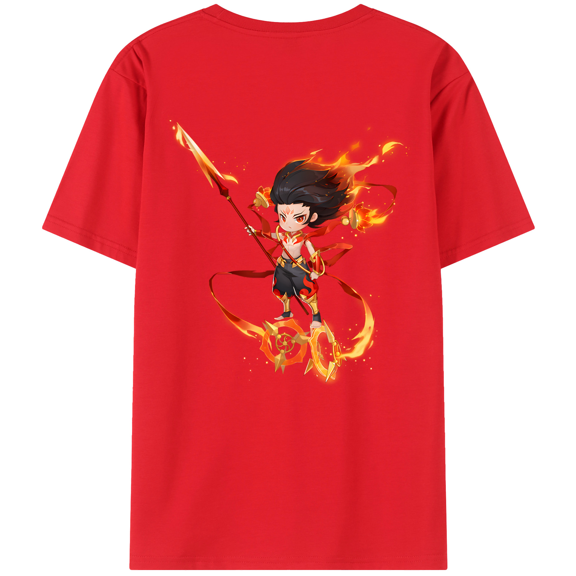 （画像用） Ne Zha 2 ナタ 魔童の大暴れ 綿100％ メンズ半袖Tシャツ（バックプリント） 通気性