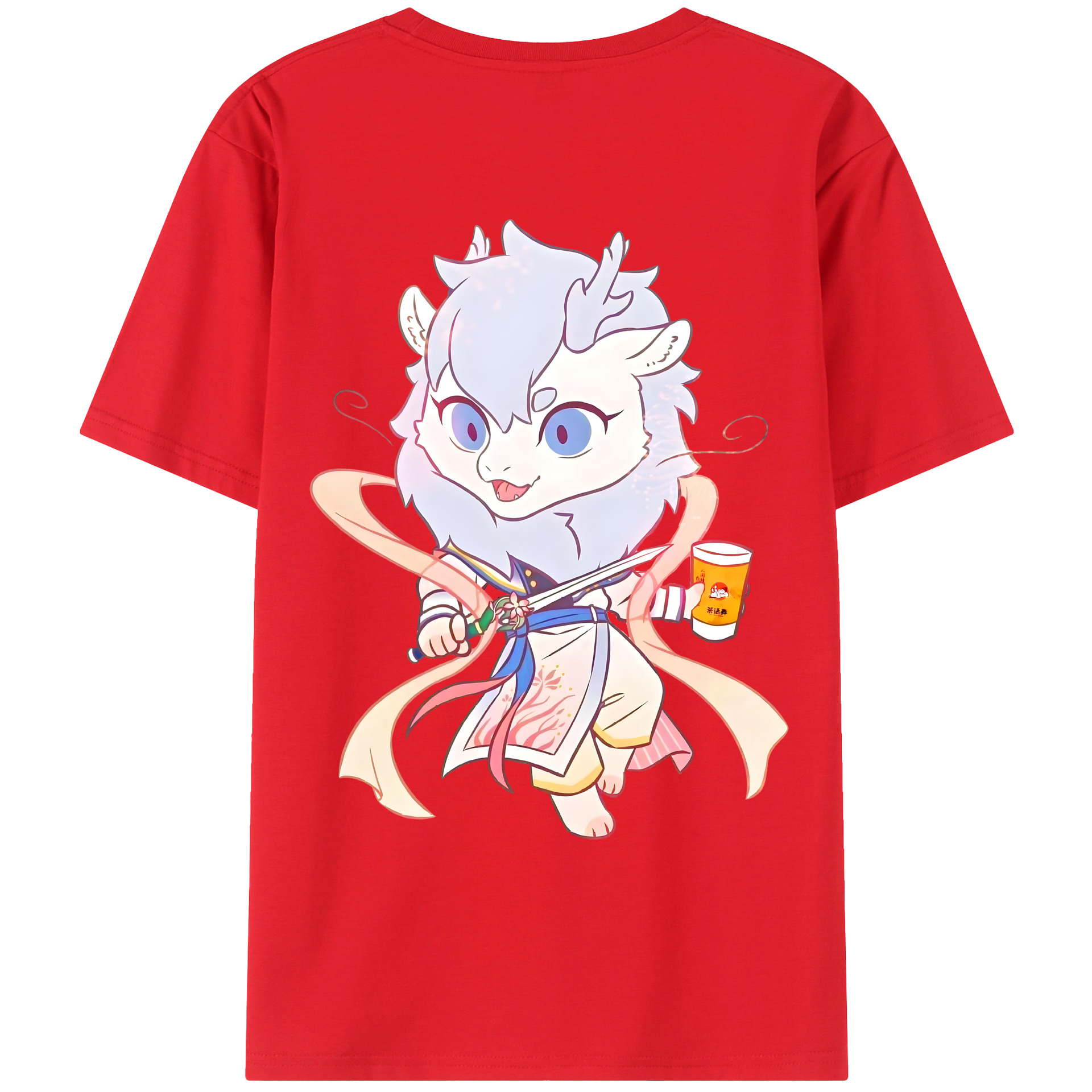 （画像用） Ne Zha 2 ナタ 魔童の大暴れ 綿100％ メンズ半袖Tシャツ（バックプリント） 通気性