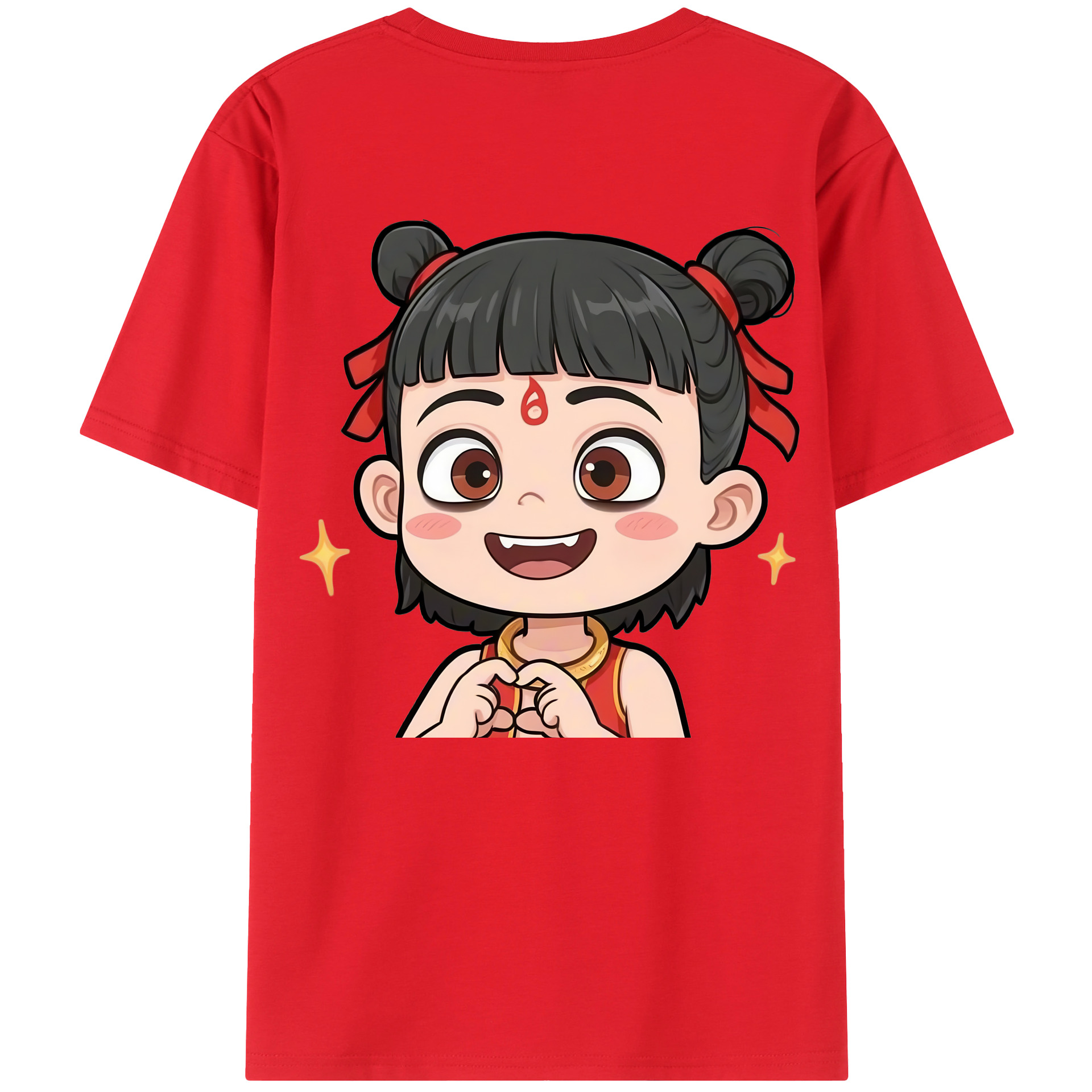 （画像用） Ne Zha 2 ナタ 魔童の大暴れ 綿100％ メンズ半袖Tシャツ（バックプリント） 通気性