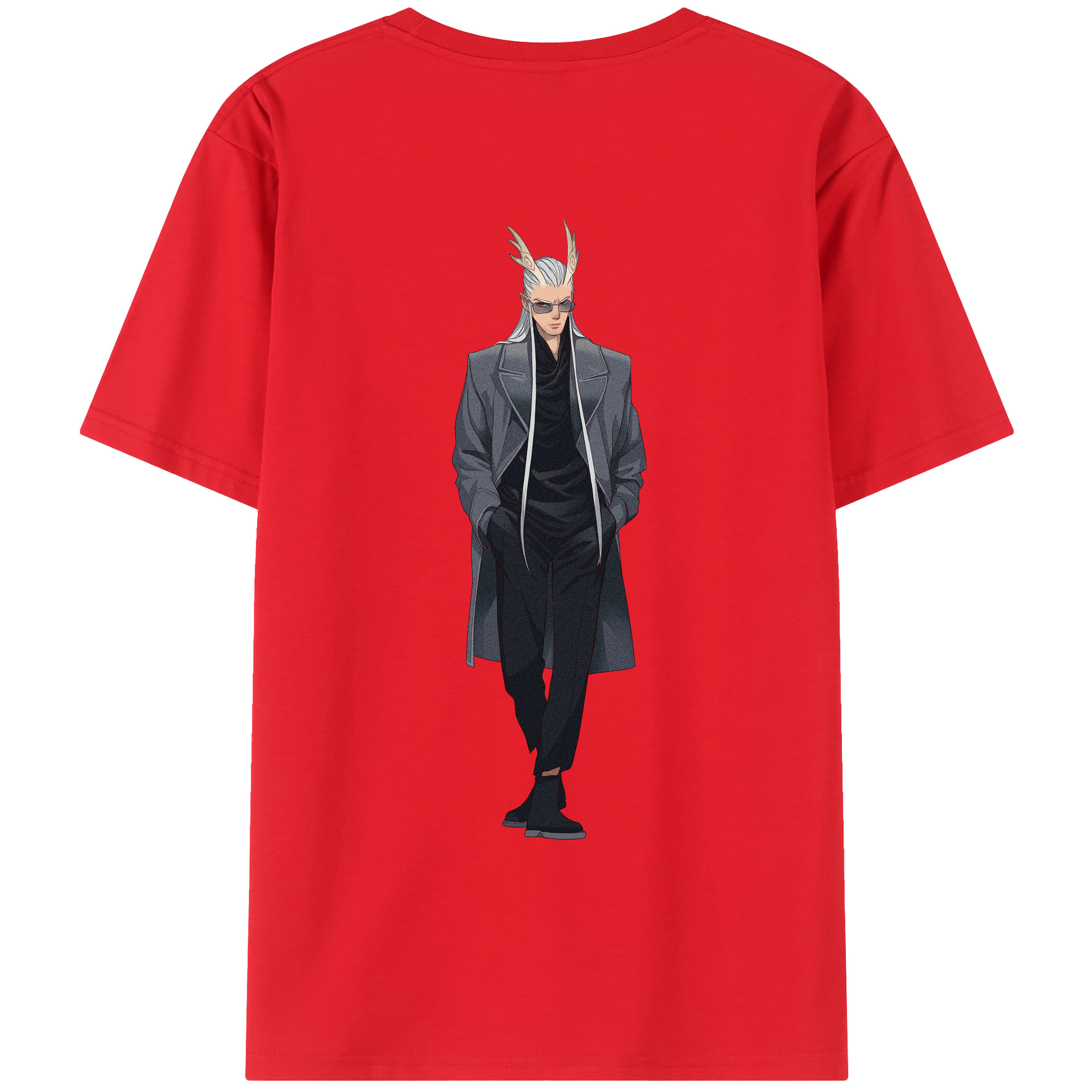 （画像用） Ne Zha 2 ナタ 魔童の大暴れ 綿100％ メンズ半袖Tシャツ（バックプリント） 通気性