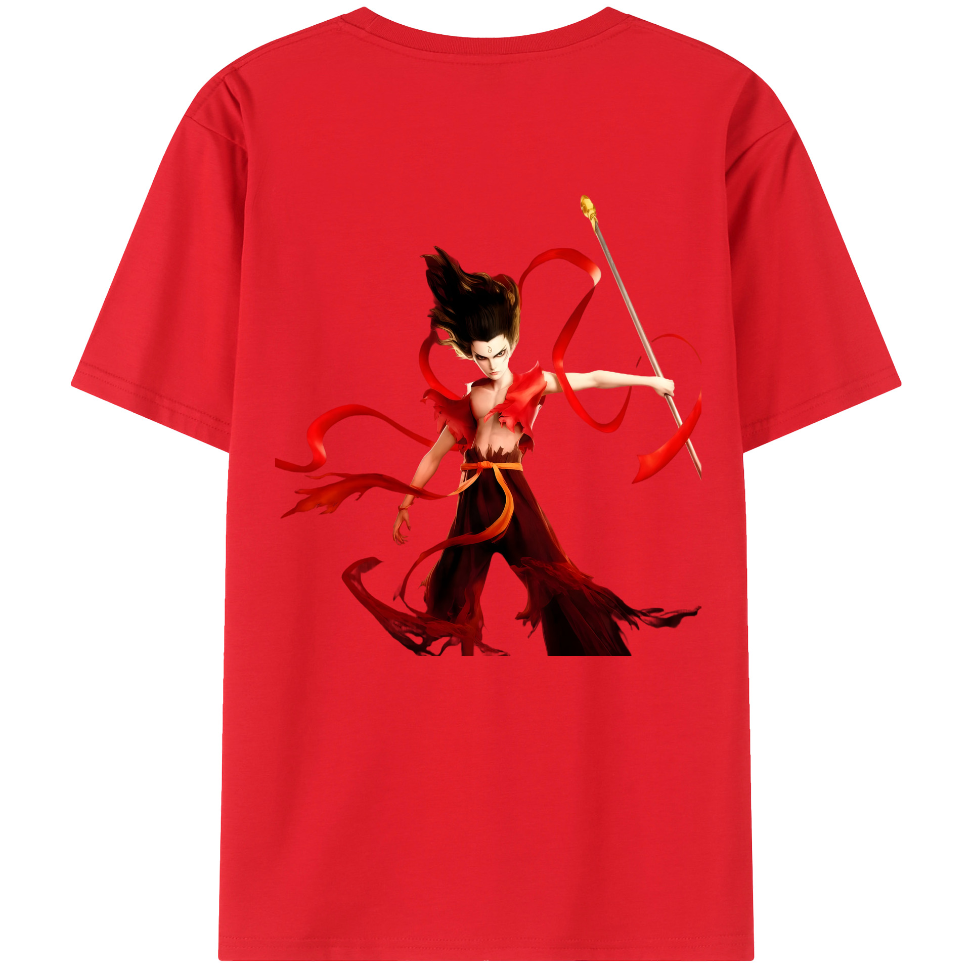 （画像用） Ne Zha 2 ナタ 魔童の大暴れ 綿100％ メンズ半袖Tシャツ（バックプリント） 通気性