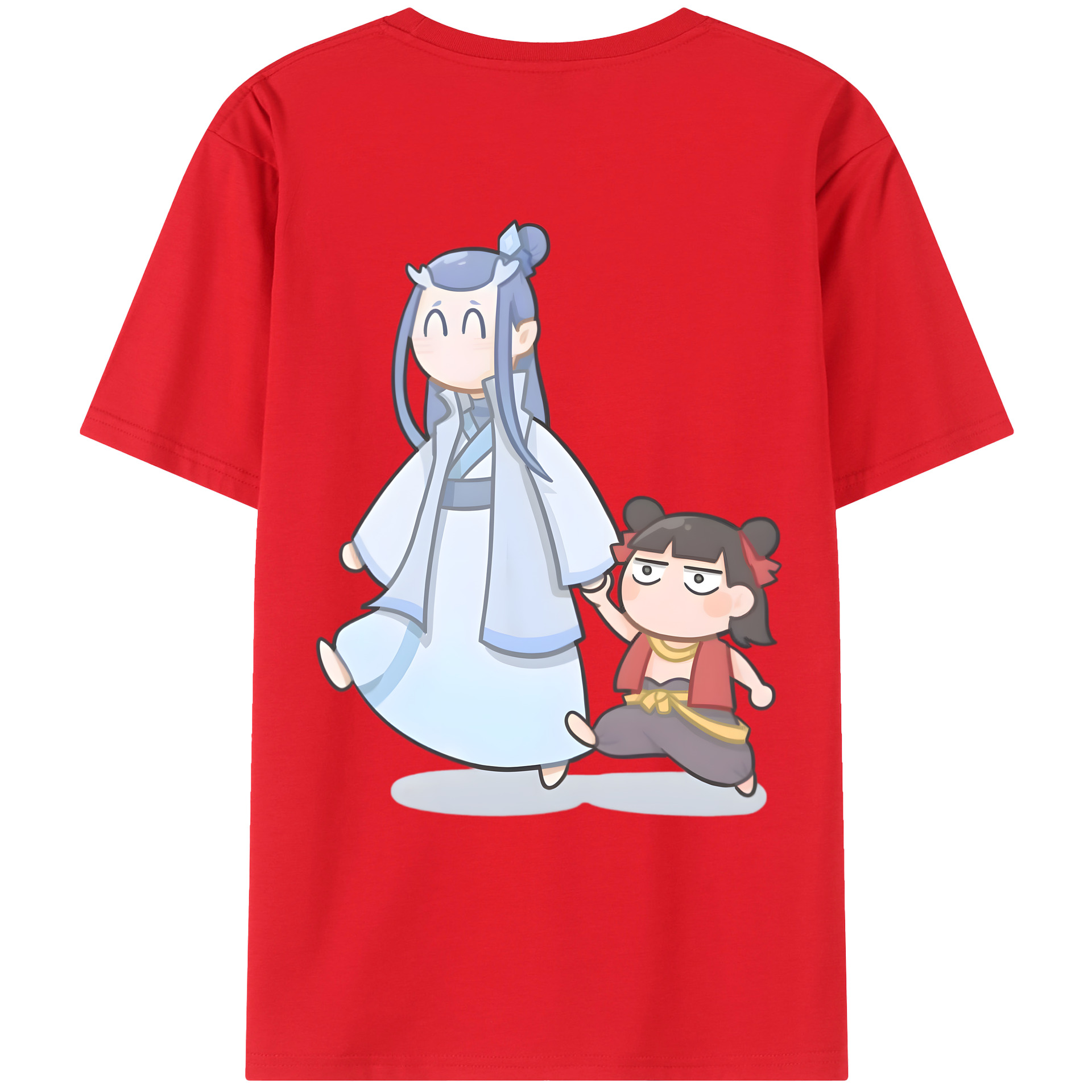 （画像用） Ne Zha 2 ナタ 魔童の大暴れ 綿100％ メンズ半袖Tシャツ（バックプリント） 通気性