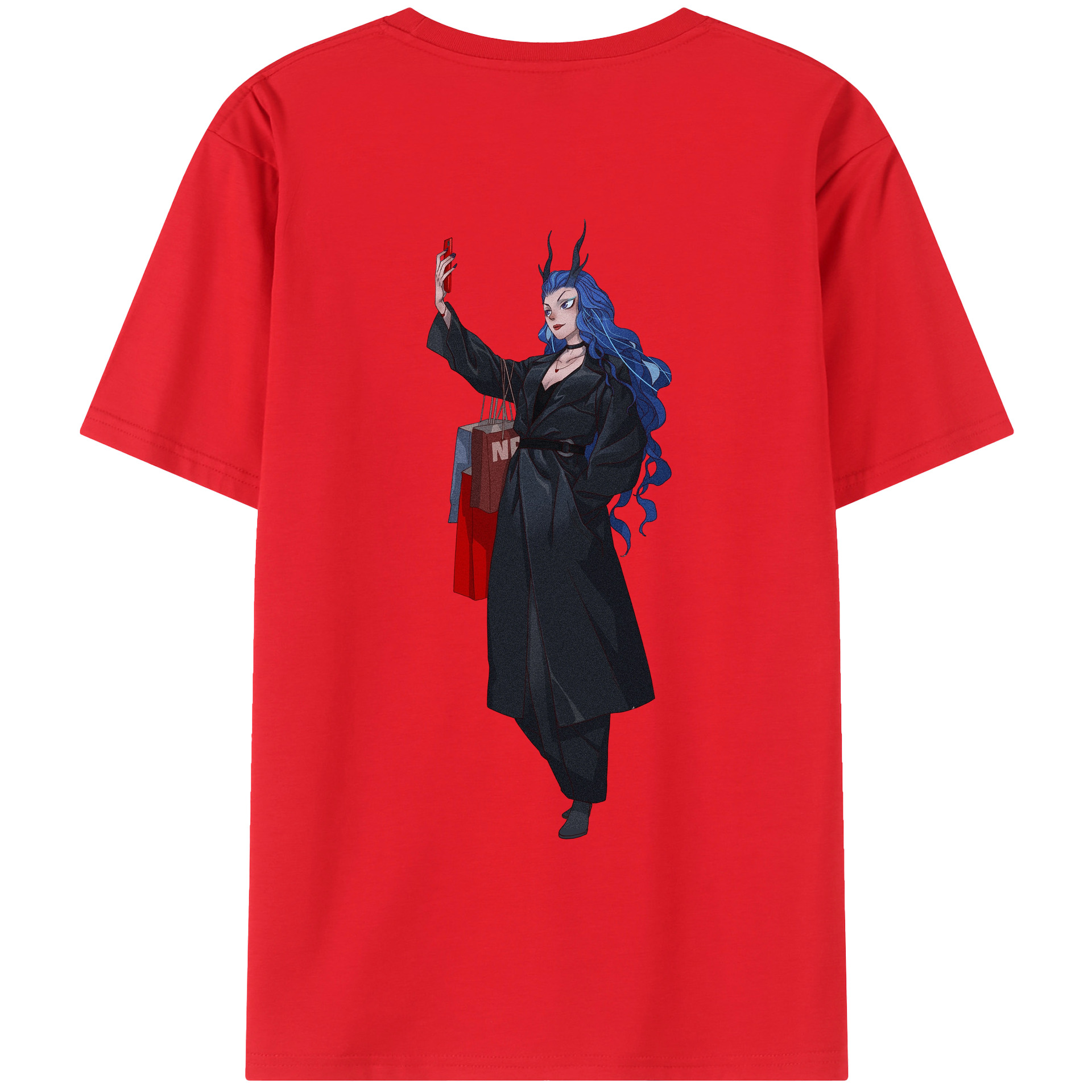 （画像用） Ne Zha 2 ナタ 魔童の大暴れ 綿100％ メンズ半袖Tシャツ（バックプリント） 通気性