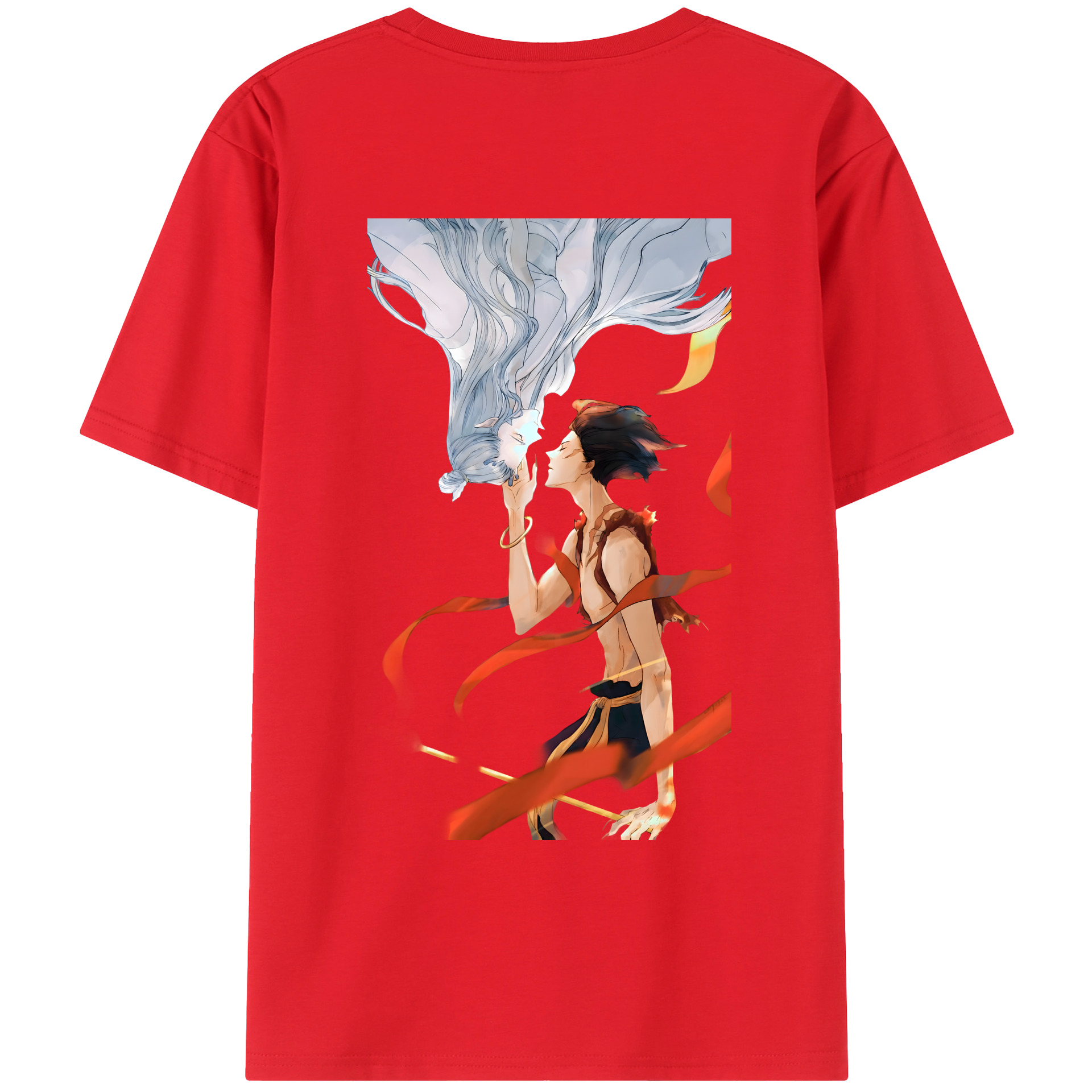 （画像用） Ne Zha 2 ナタ 魔童の大暴れ 綿100％ メンズ半袖Tシャツ（バックプリント） 通気性