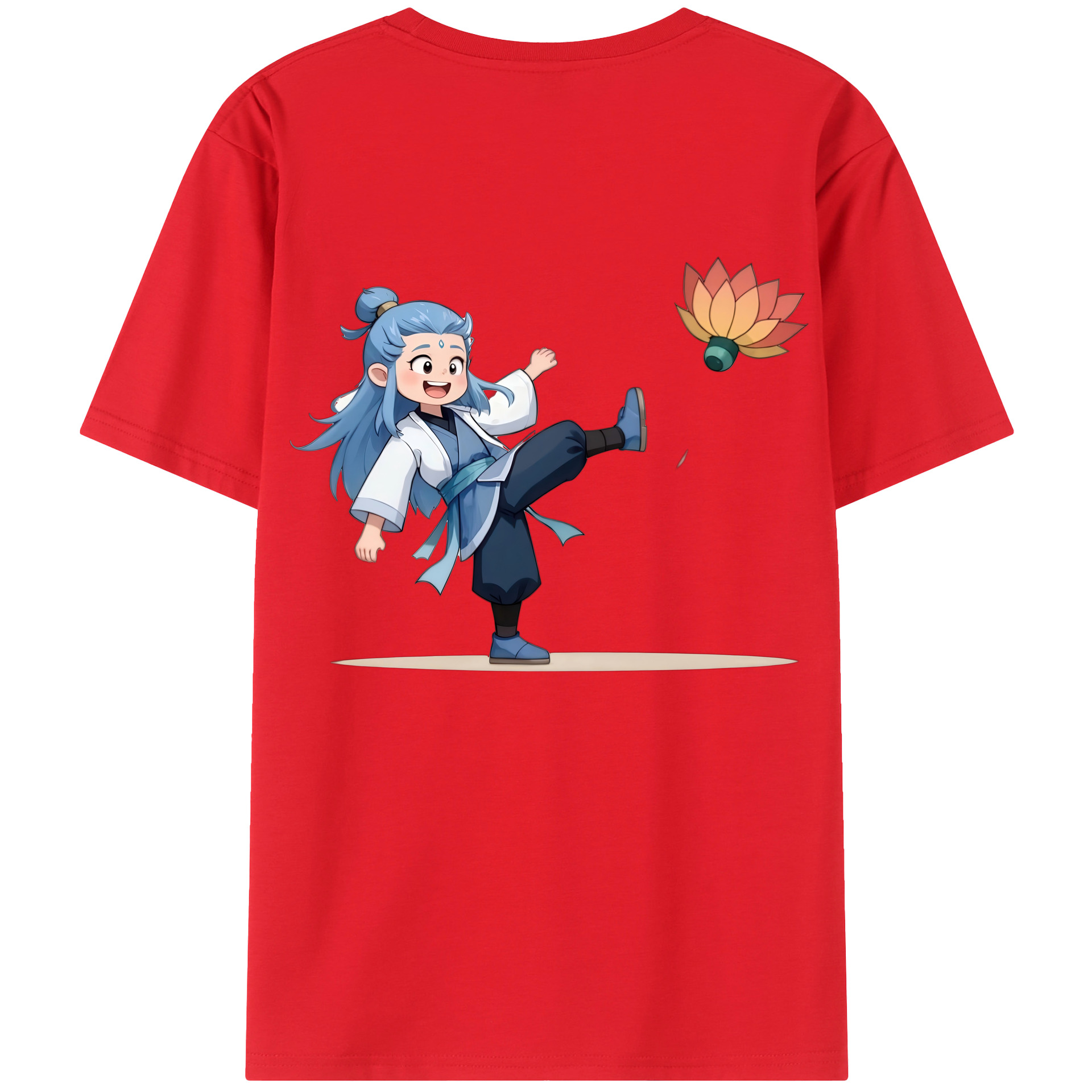 （画像用） Ne Zha 2 ナタ 魔童の大暴れ 綿100％ メンズ半袖Tシャツ（バックプリント） 通気性