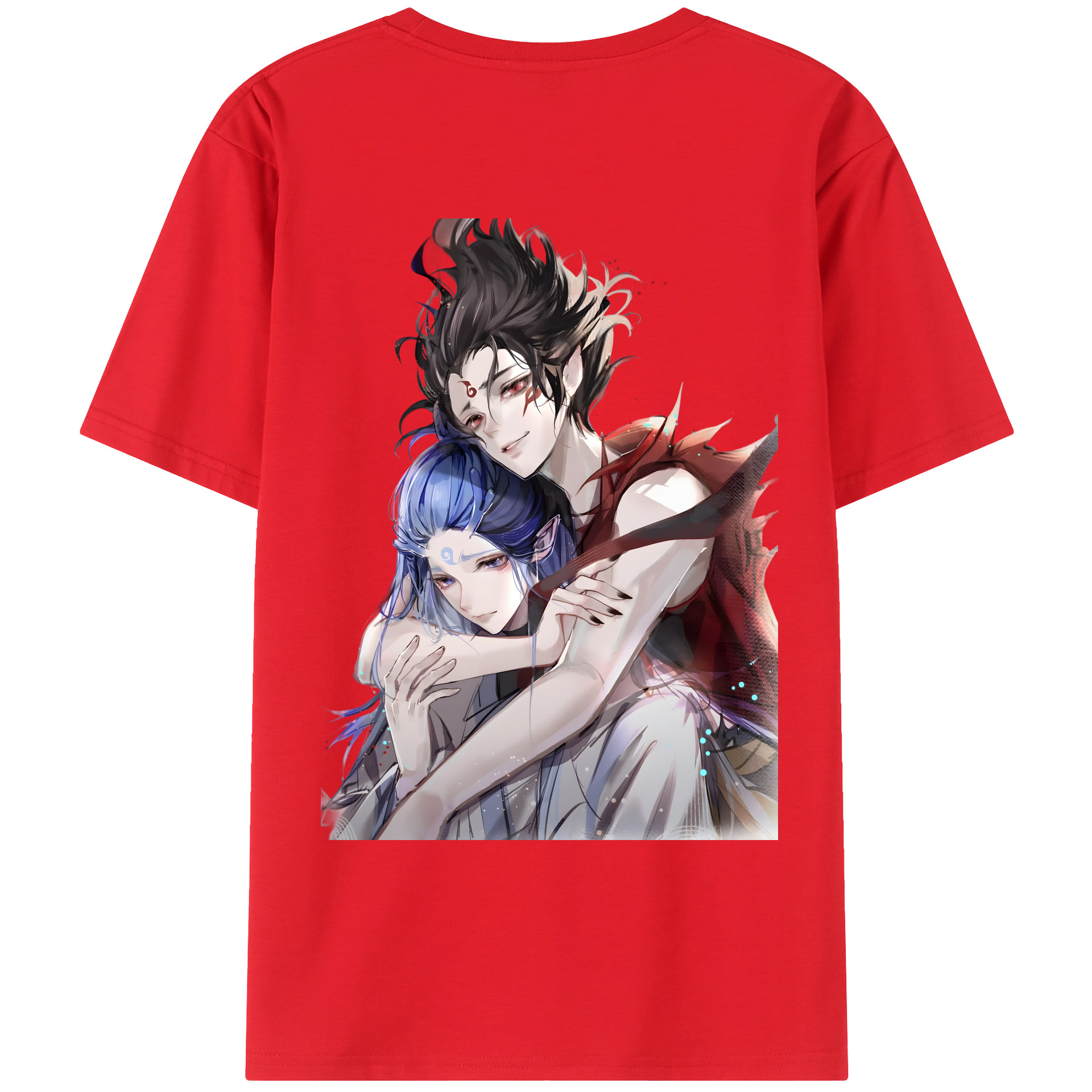 （画像用） Ne Zha 2 ナタ 魔童の大暴れ 綿100％ メンズ半袖Tシャツ（バックプリント） 通気性